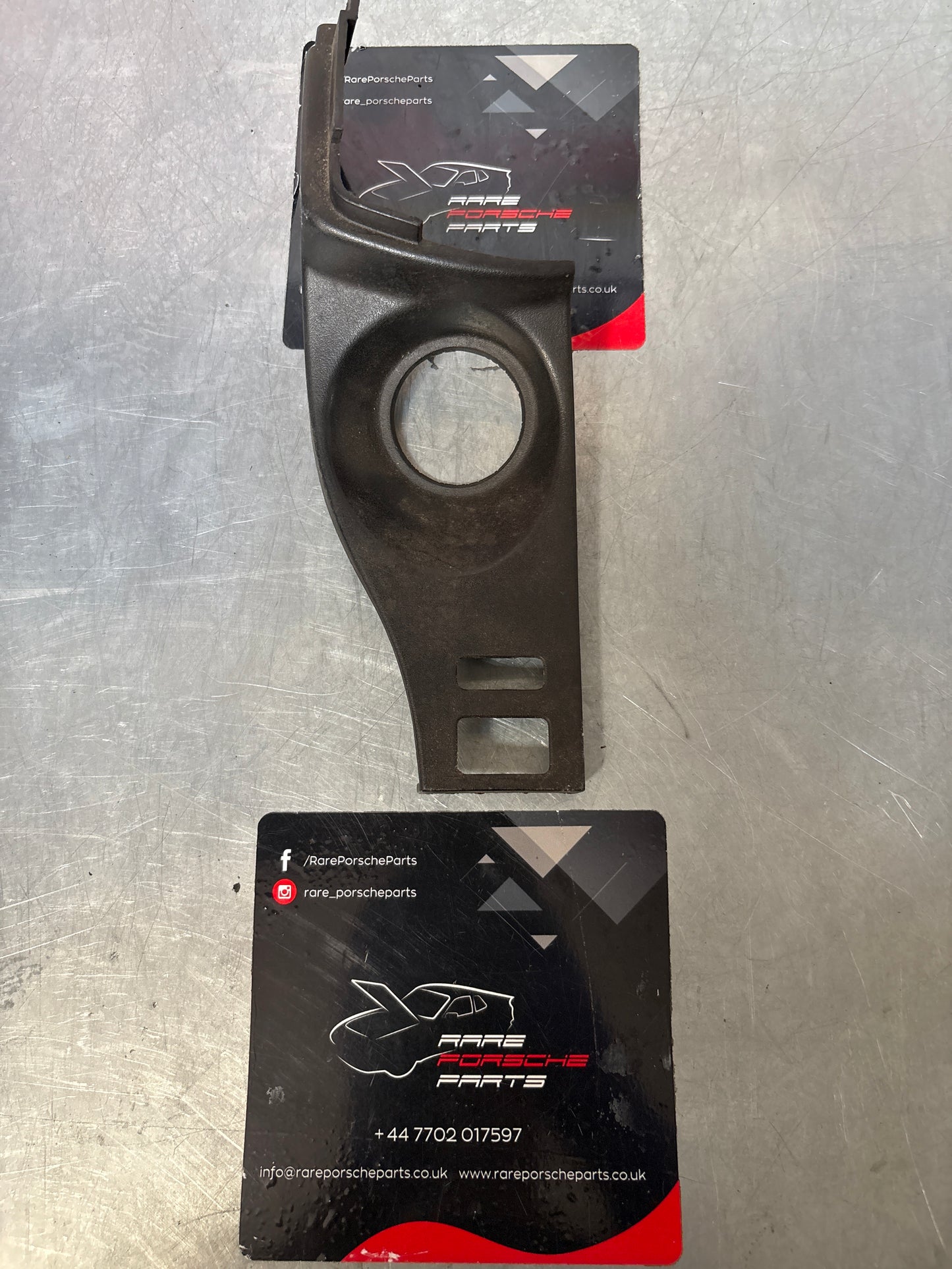 Porsche 944 LHD key ignition surround dash trim, black, used 94455243100