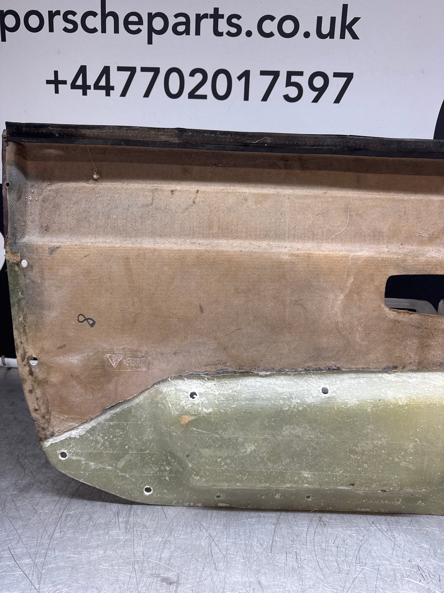 Porsche 924/ Early 944 Brown Script Bare door card. Fibreglass repaired. 477867012