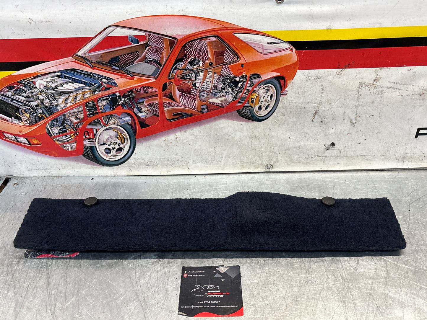 Porsche 928 blue carpeted Tool kit panel cover, used 92855118106