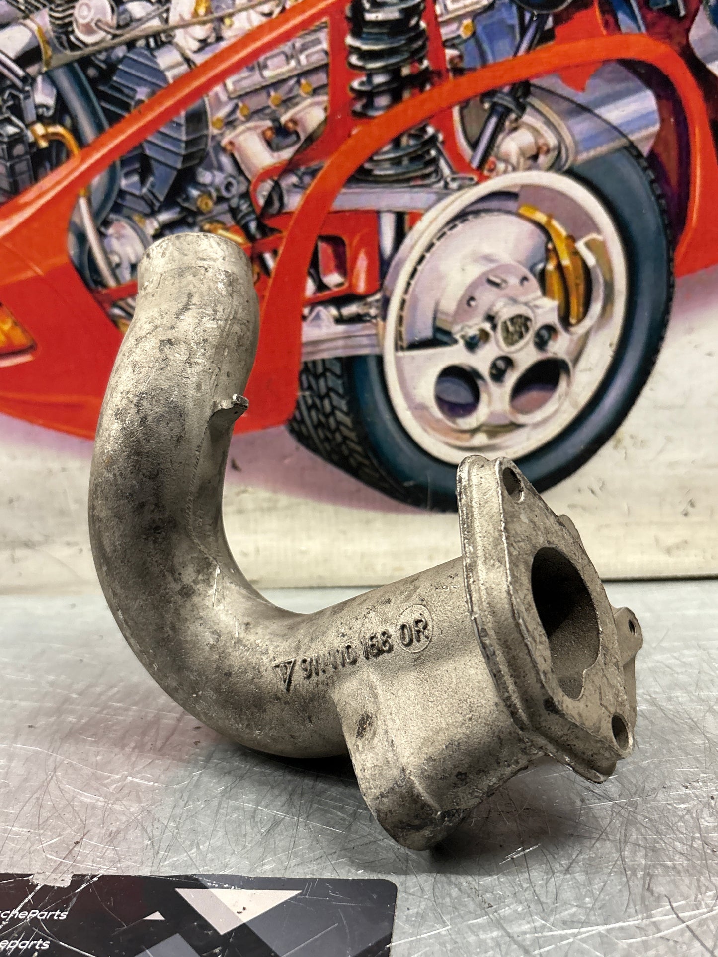 Porsche 911 intake manifold pipe, used 9111101680R