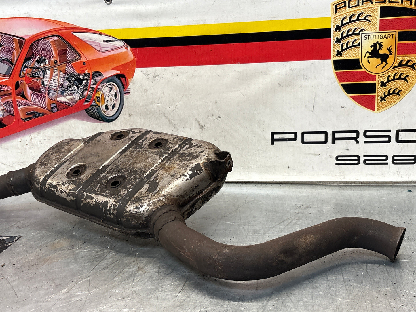 Porsche 928 Left side silencer, used 92811109301