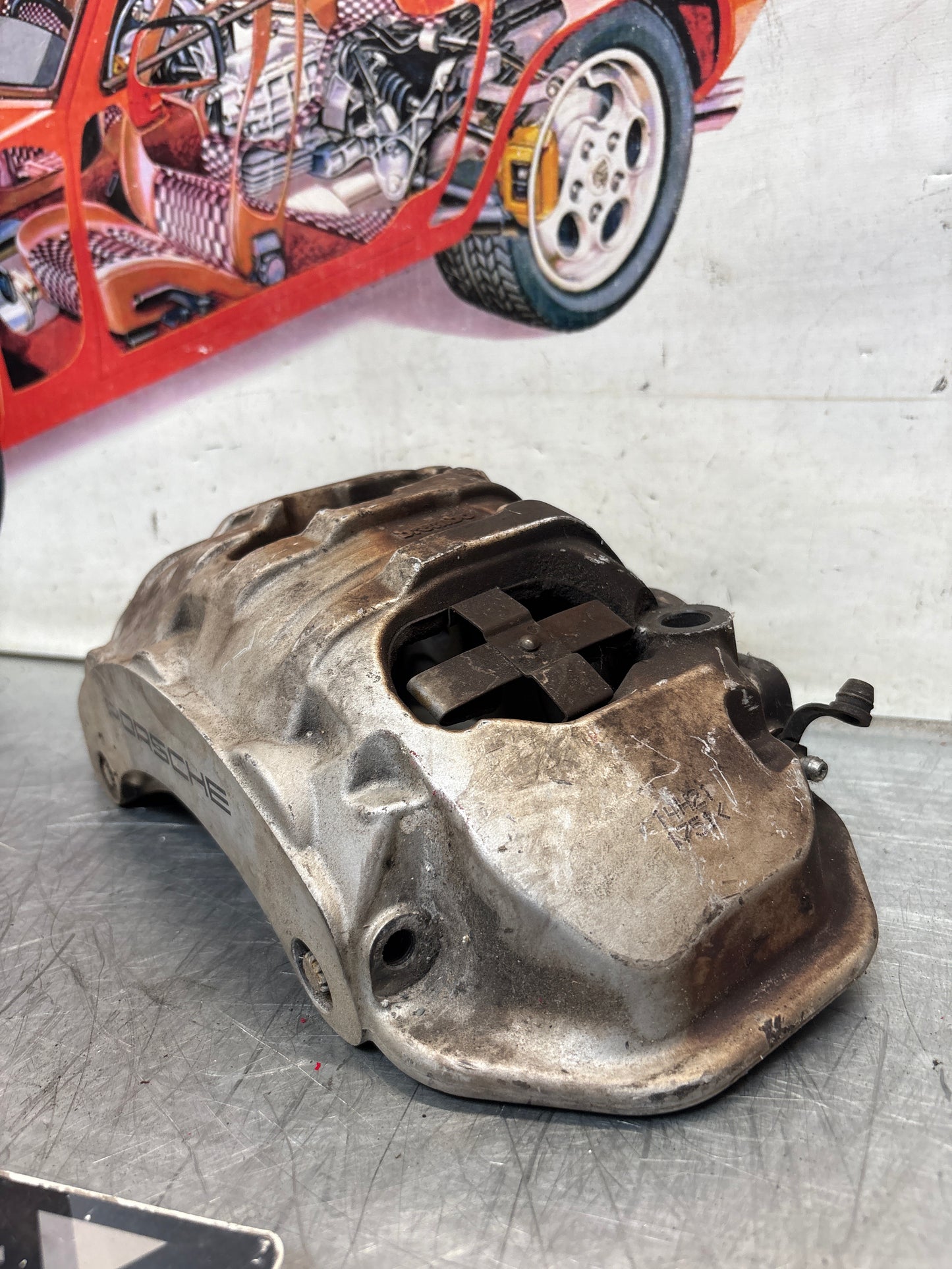 Porsche Panamera front right brake caliper, used 7PP615123