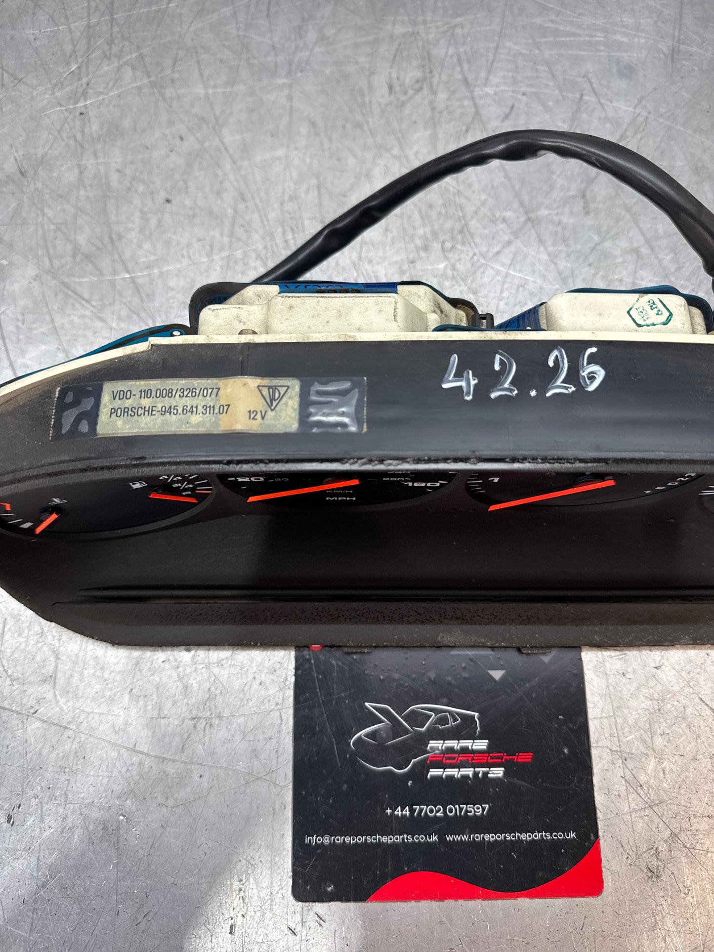 Porsche 944 dash clock binnacle pod speedometer, automatic 94564131107 122711 miles, spares or repair