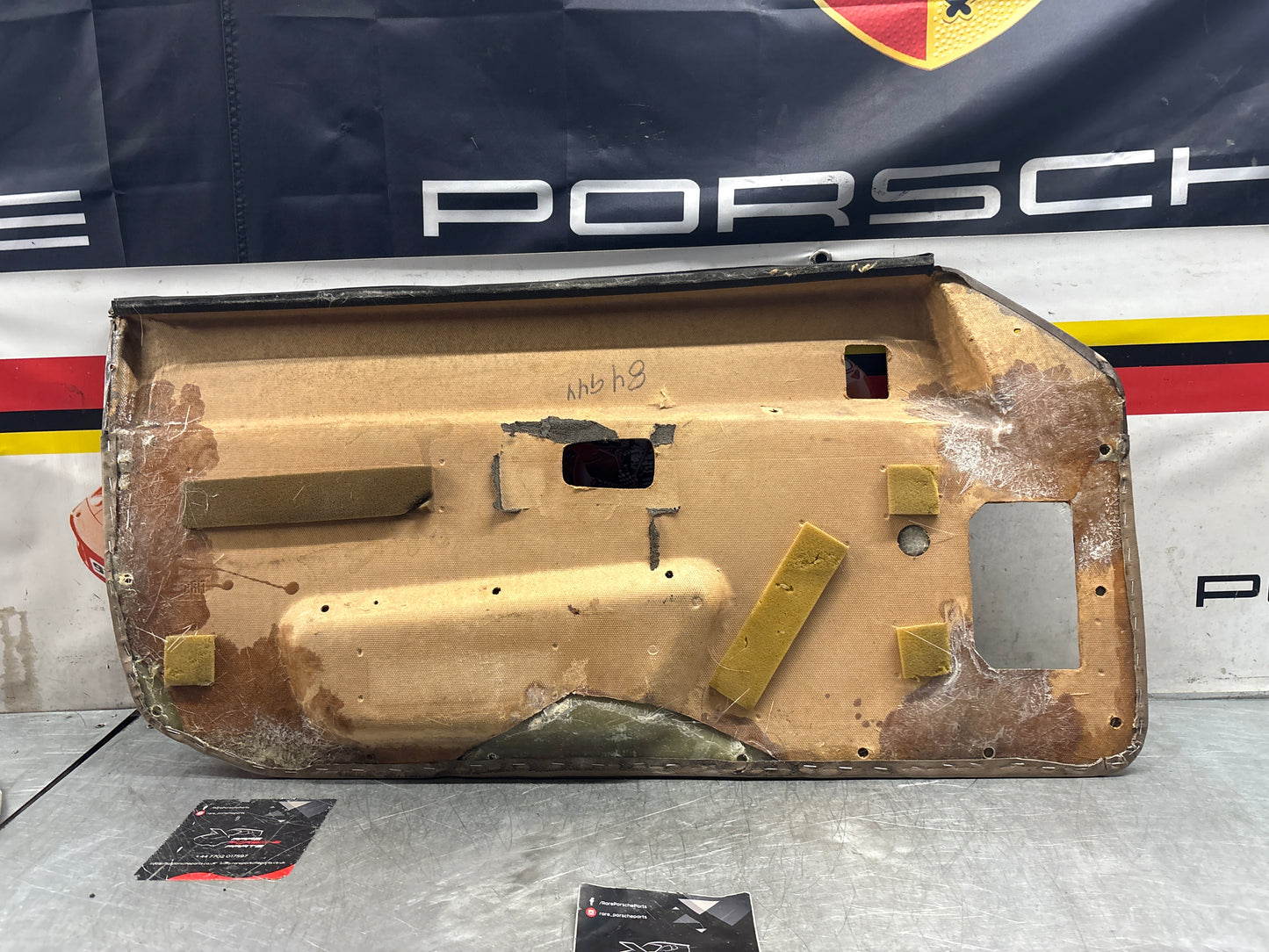 Porsche 924 brown/beige electric window door card, right, off side 477867012 used