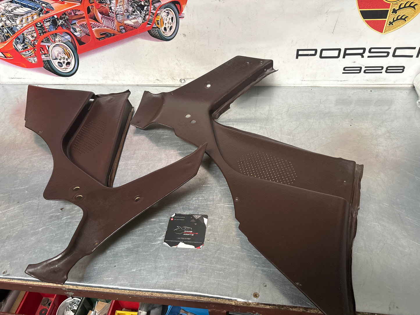 Porsche 944 924 brown rear interior C Post trims/cards. Quarter panel trim used 94455502101 94455502201