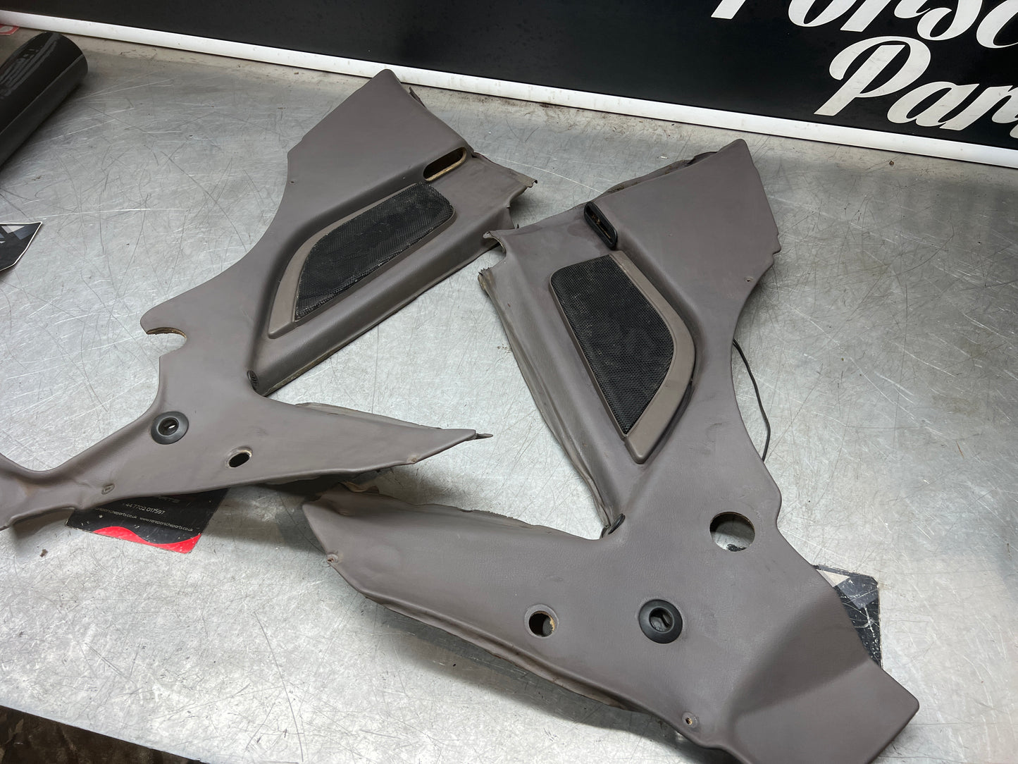 Porsche 944 Turbo S2 grey rear interior C Post trims/cards with M490 sound package, used spare or repairs 94455502113 / 94455502213