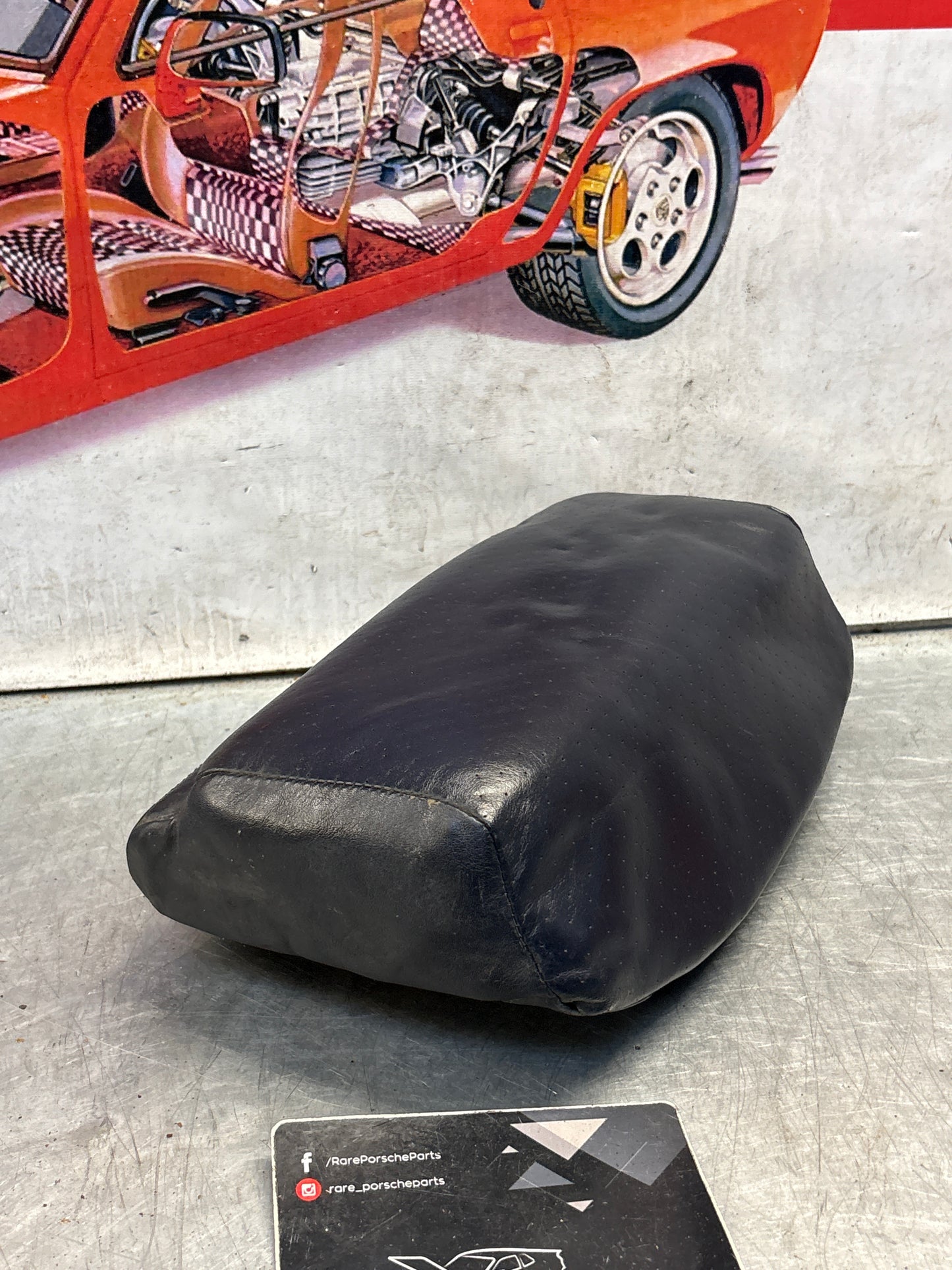 Porsche 928 rear right seat upper cushion, leather, blue, used 92852204650