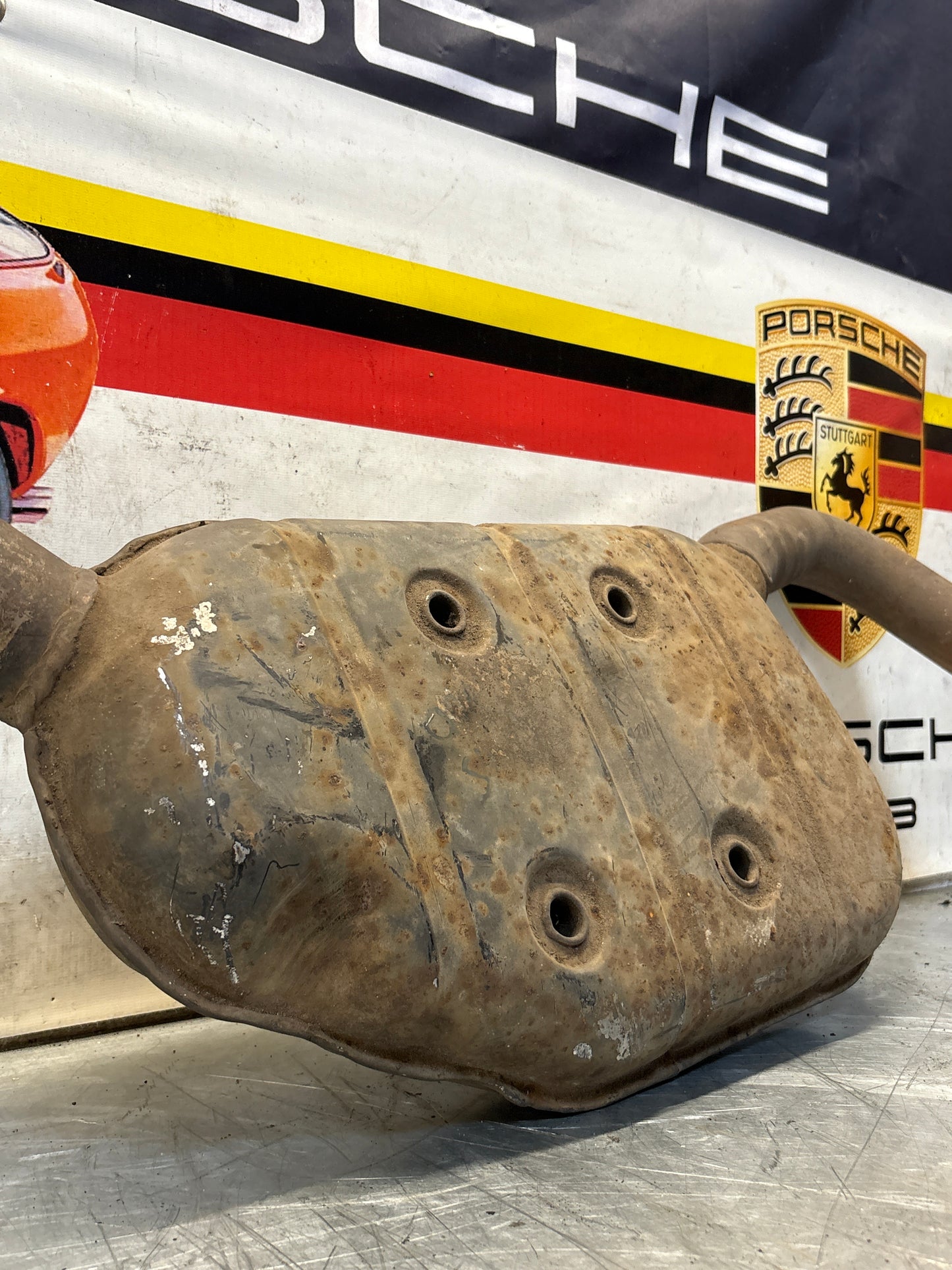 Porsche 928 Left side silencer, used 92811109301