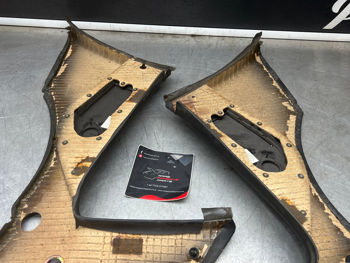 Porsche 944 Turbo S2 Black rear interior C Post trims/cards with M490 sound package, used 94455502113 / 94455502213