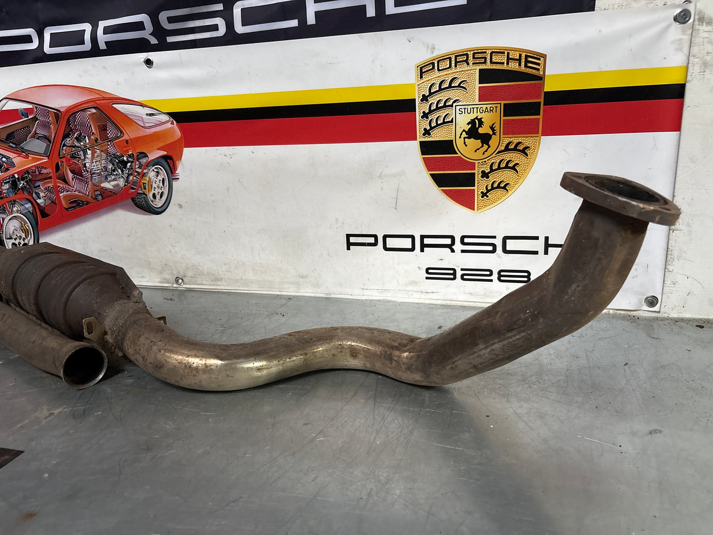 Porsche 944 Turbo front exhaust catalytic converter, used 95111109411