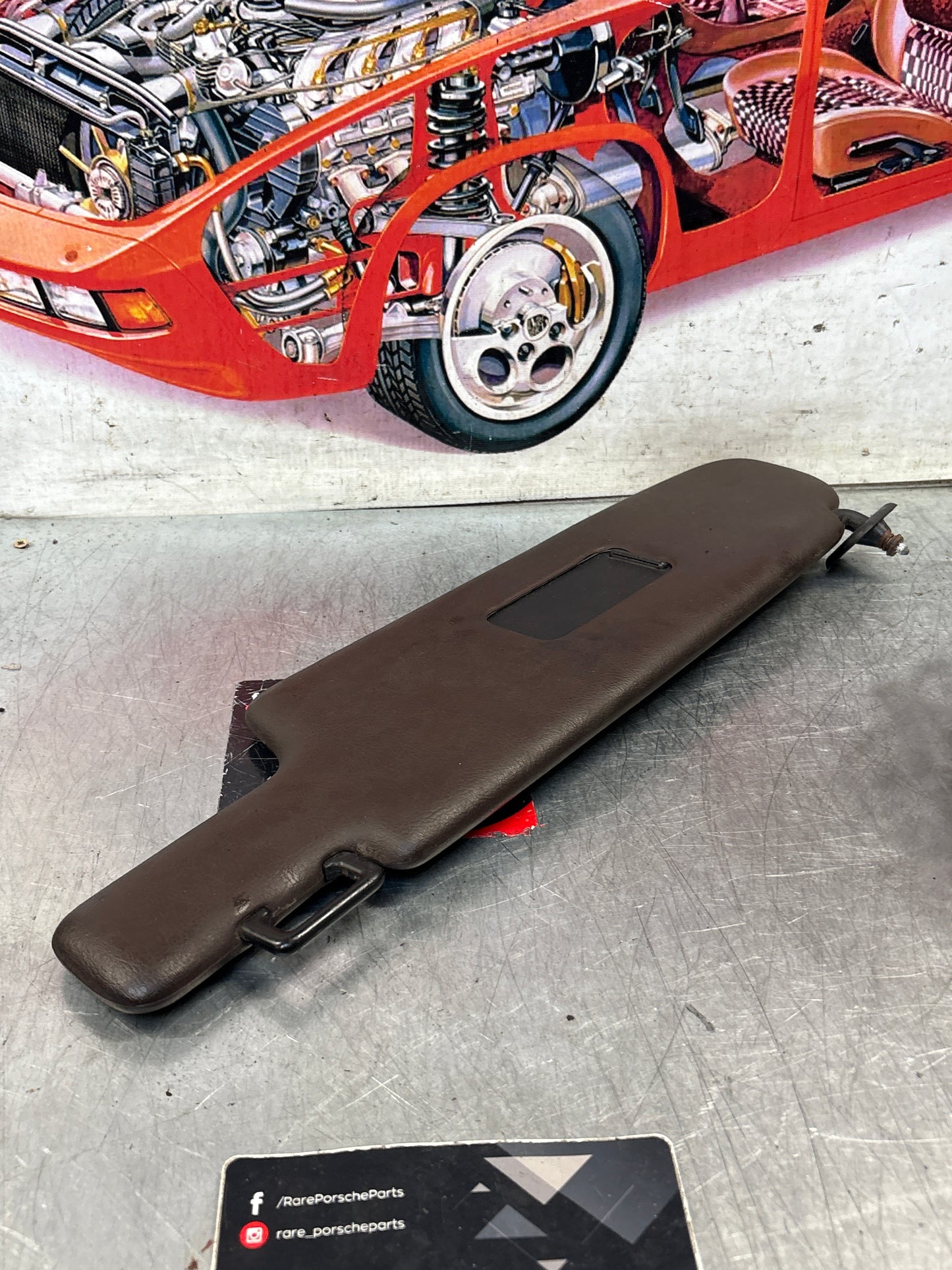 Porsche 928 burgundy sun visor, used left 92873123702