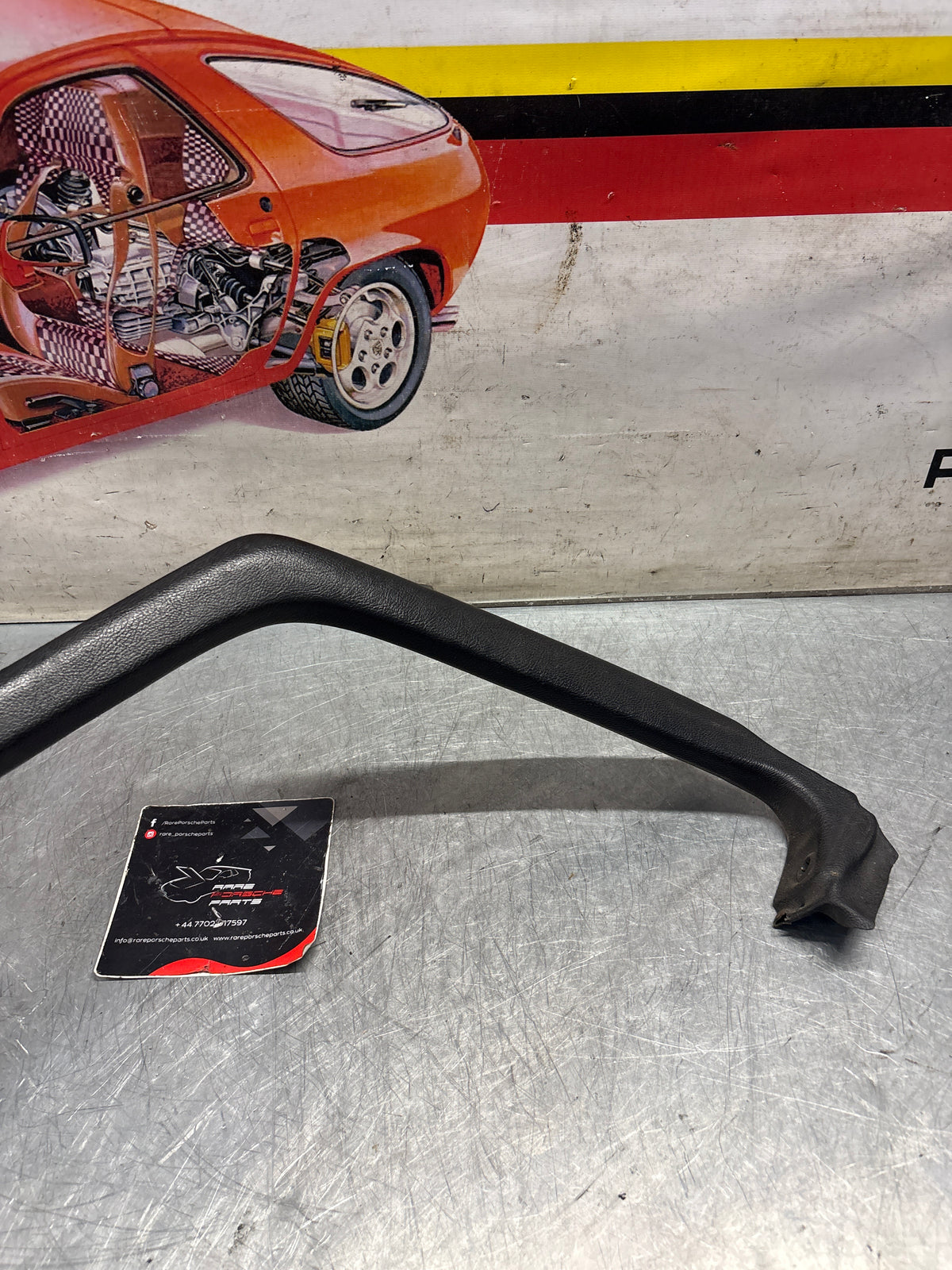 Porsche 928 right, off side door upper frame surround trim, black 92855502602, used