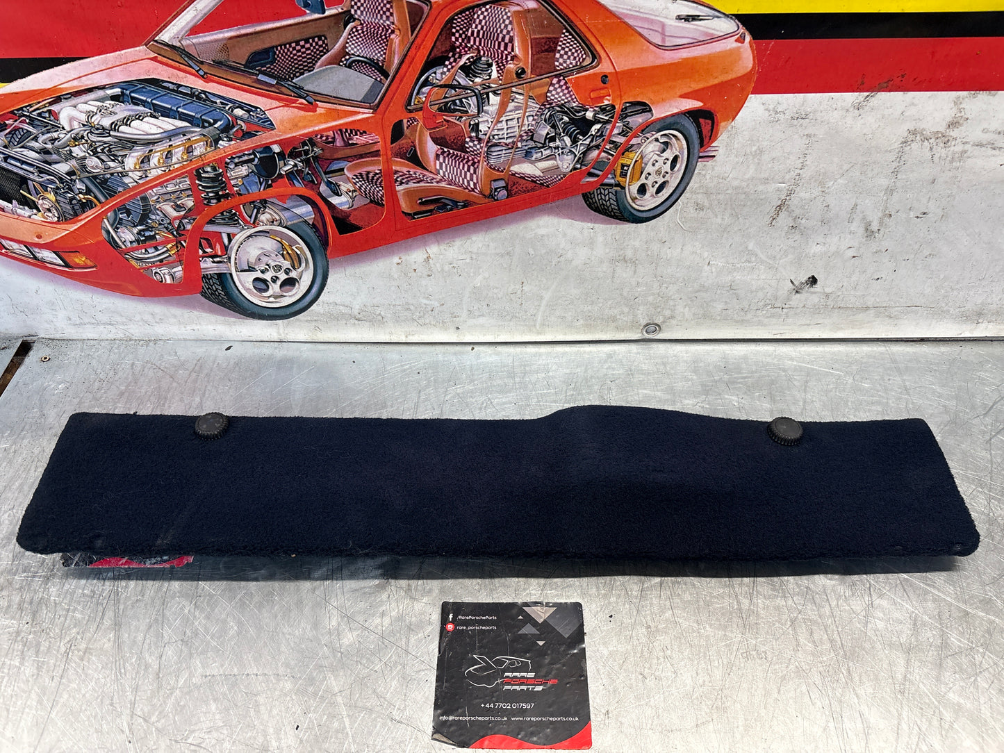 Porsche 928 blue carpeted Tool kit panel cover, used 92855118105