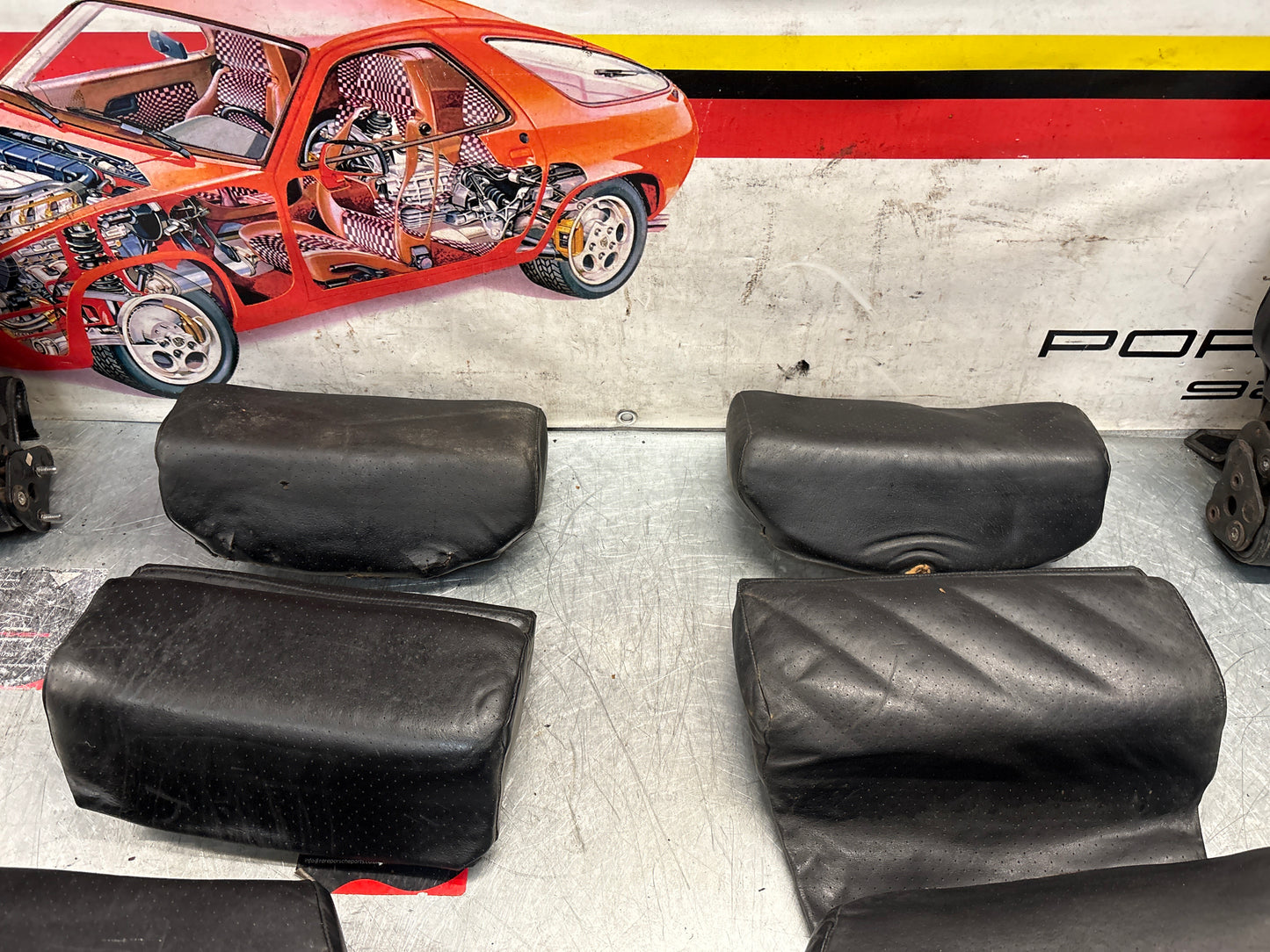 Porsche 928 black leather rear seat set, used