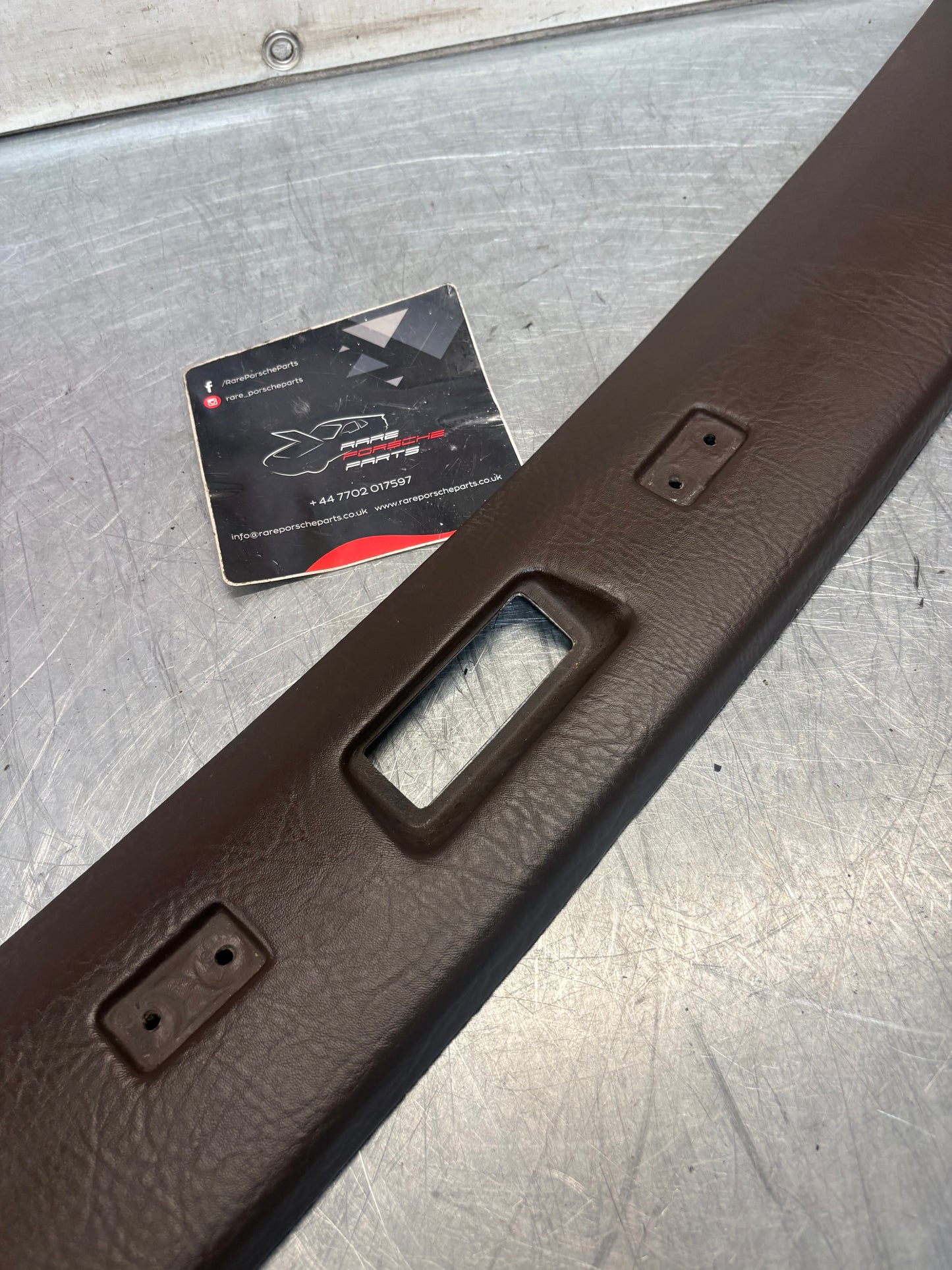 Porsche 924 944 -85.5 front roof / sun visor trim, brown 477867511, used