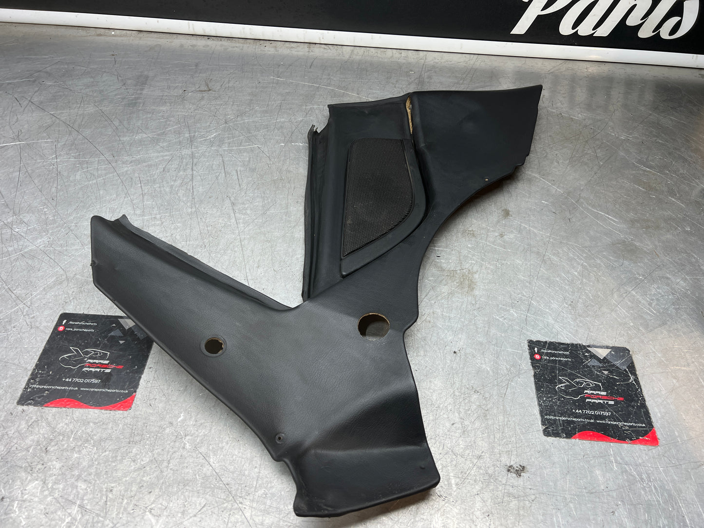 Porsche 944 Left Rear Quarter Trim Card, black  - used 944555021 M490 sound pack