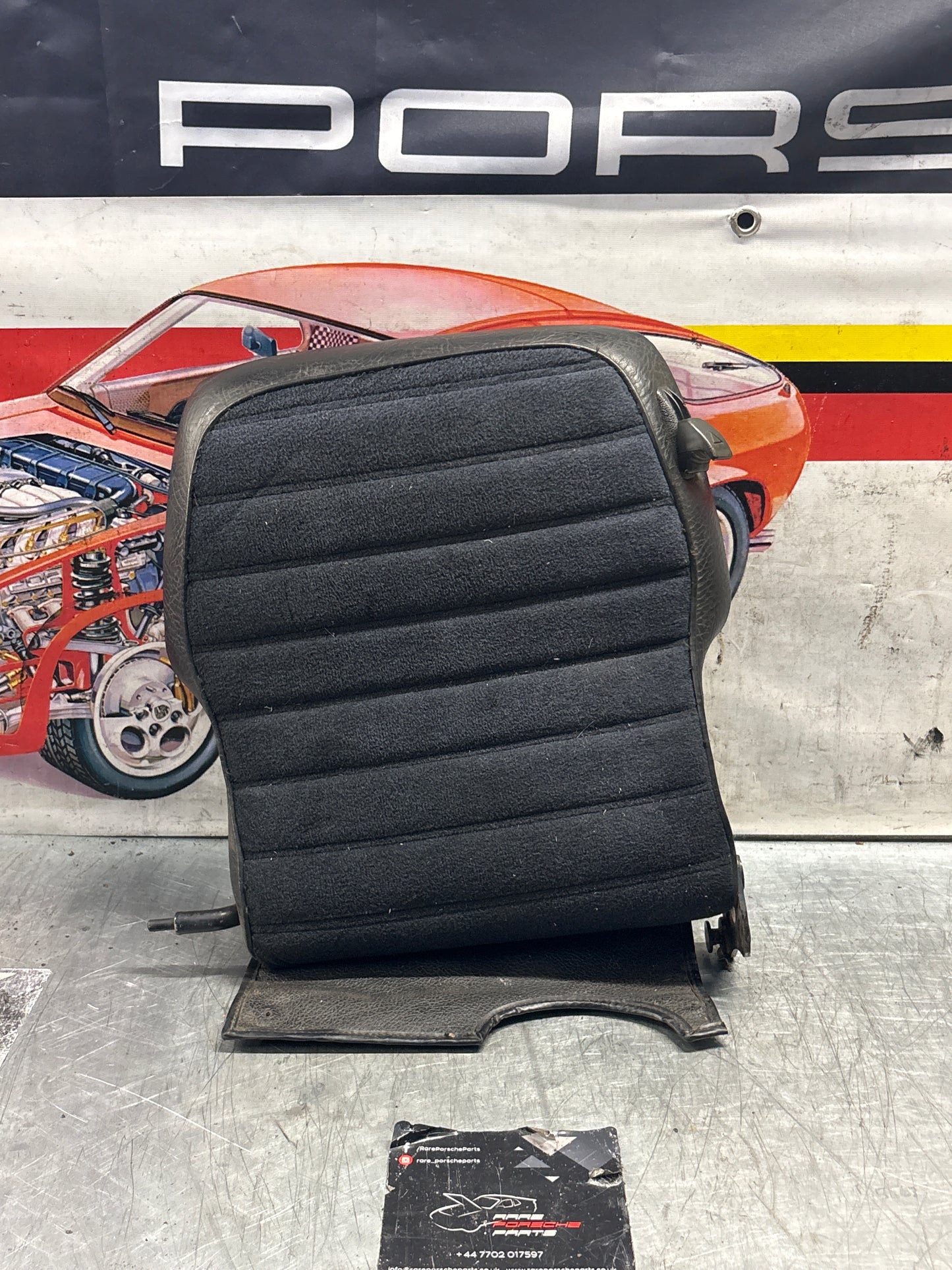 Porsche 928 rear left seat backrest, black, leather-velour used 92852203752