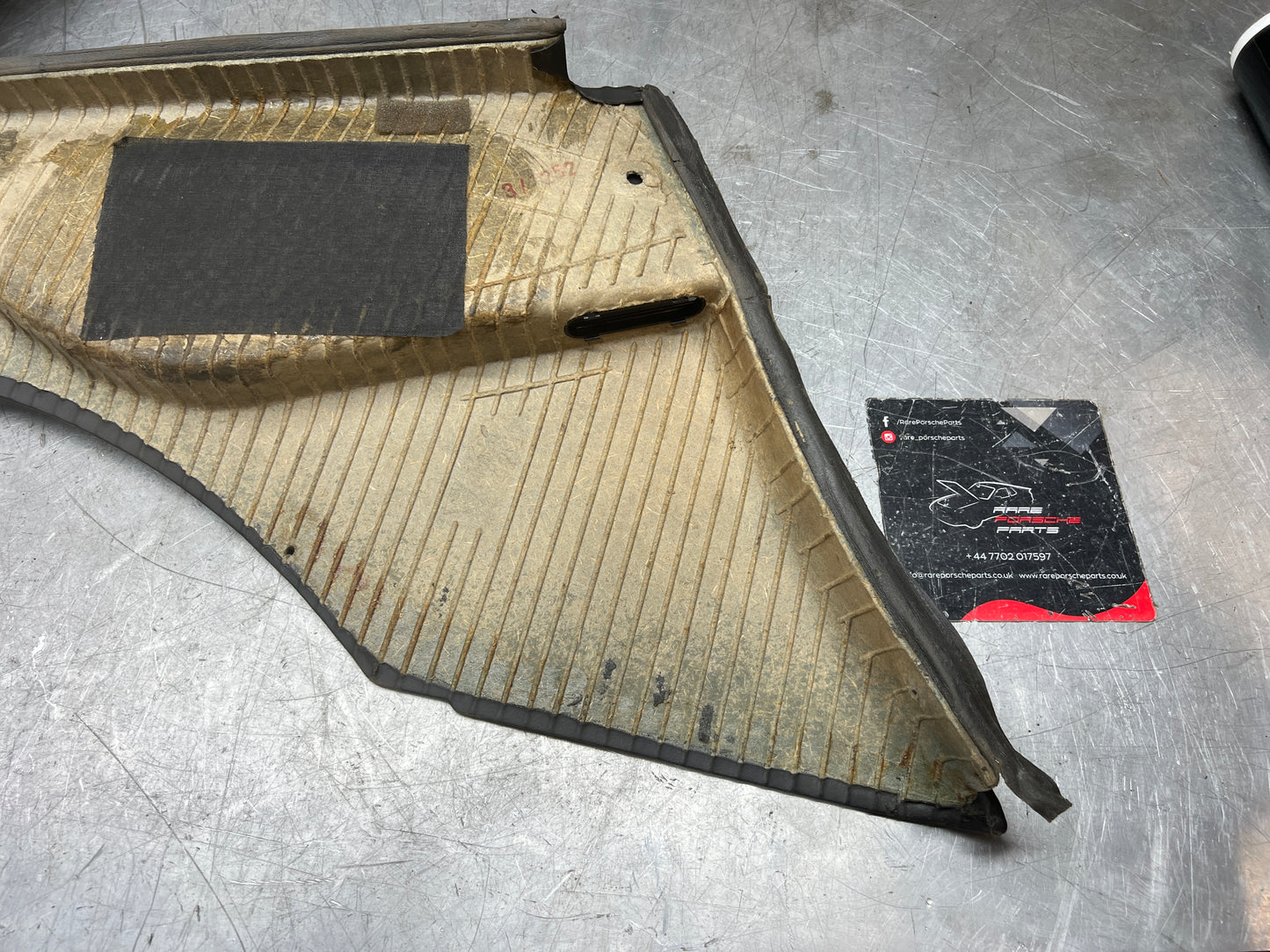 Porsche 944 black rear interior C Post trim card right side. Quarter panel trim used 944555022