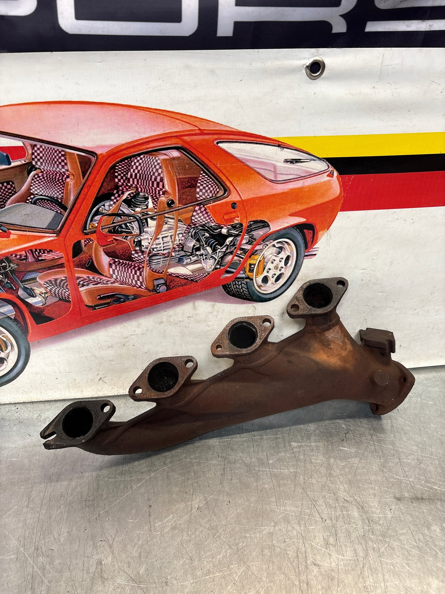 Porsche 928 exhaust manifold, used 9281111380R