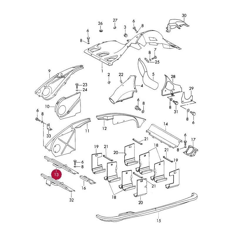 Porsche 911 Engine Tinware Cover, Left, 90110608302 New