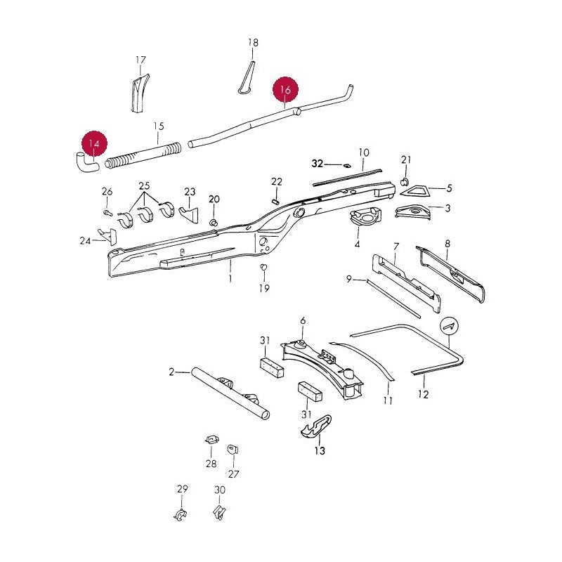 Porsche 911 Heater Tube Repair Set, Inside Side Member, Left, 90157202324 New