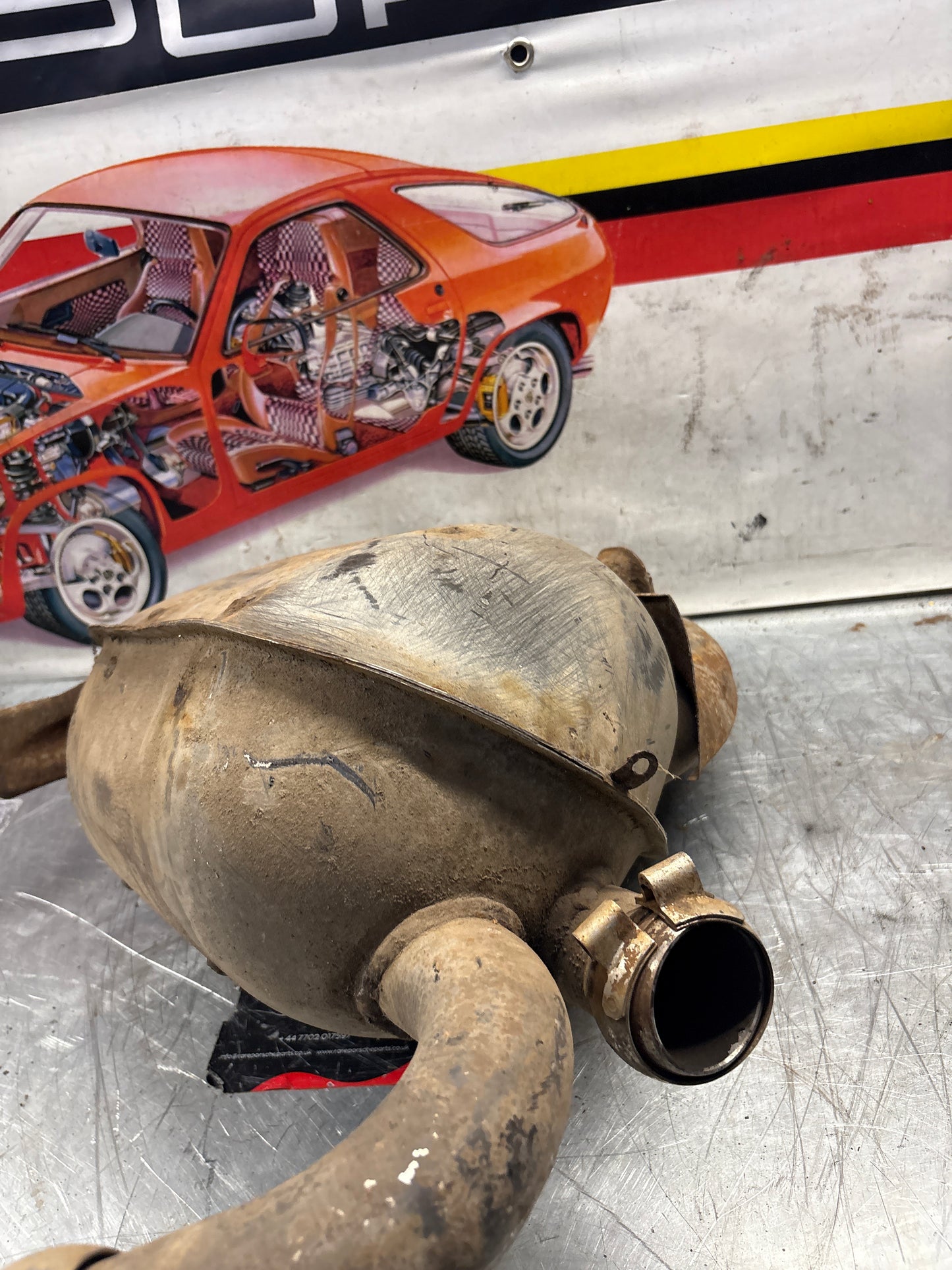Porsche 928 exhaust final silencer, used 92811104400