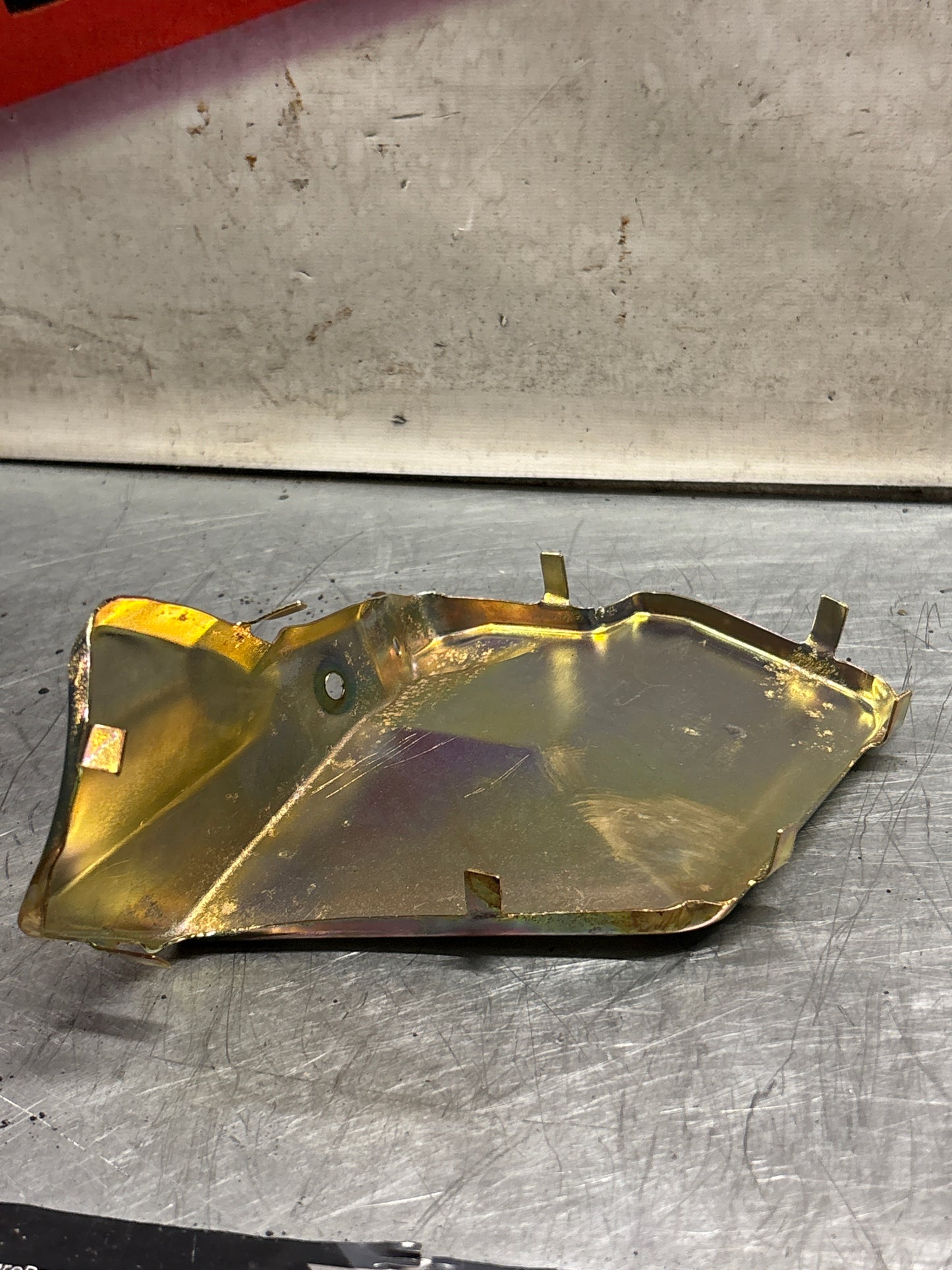 Porsche 928 82- mount cover heat shield plate left side, used 92837506701