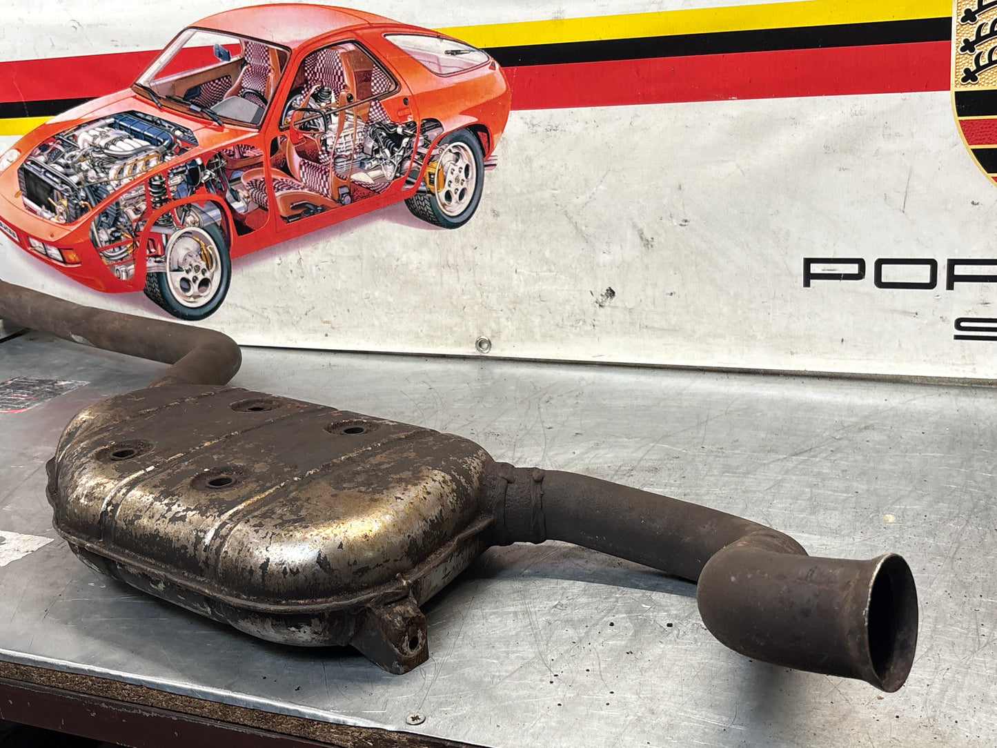 Porsche 928 Left side silencer, used 92811109301
