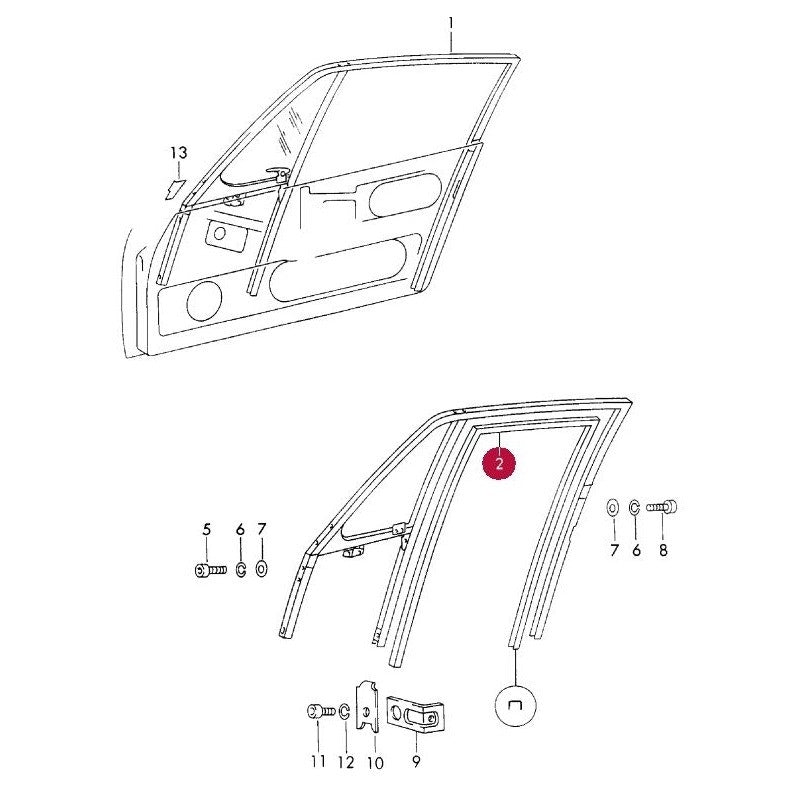 Porsche 911 964 Window Runner Felt Guide, Coupe/Targa, 91154290500 New