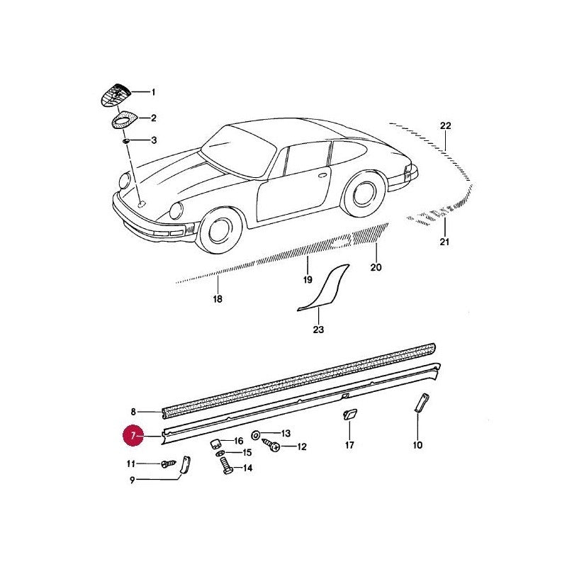 Porsche 911 Side Sill Trim Panel, Right, 91155904801 New
