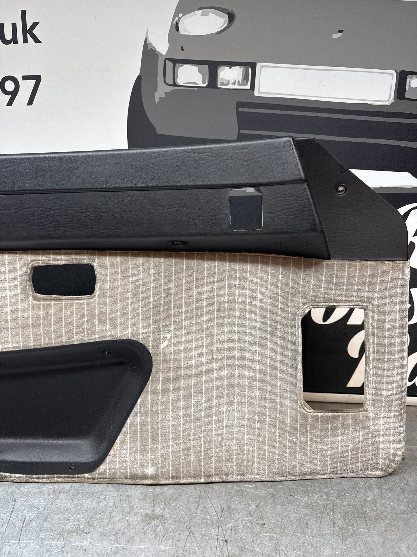 Porsche 924/ Early 944 Pair of Champaign Pinstripe door cards. RHD.