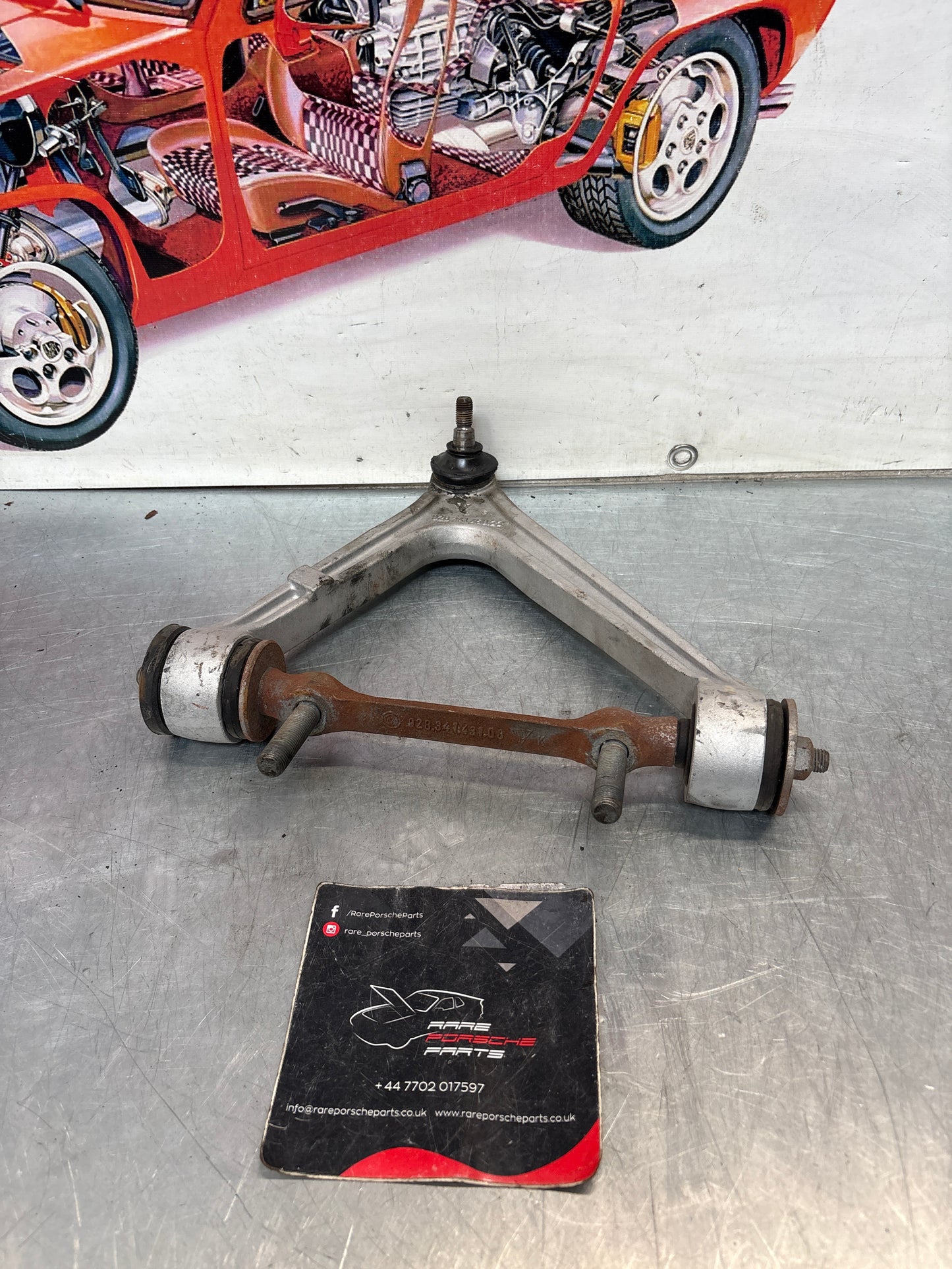 Porsche 928 front upper right control arm, used 92834145822
