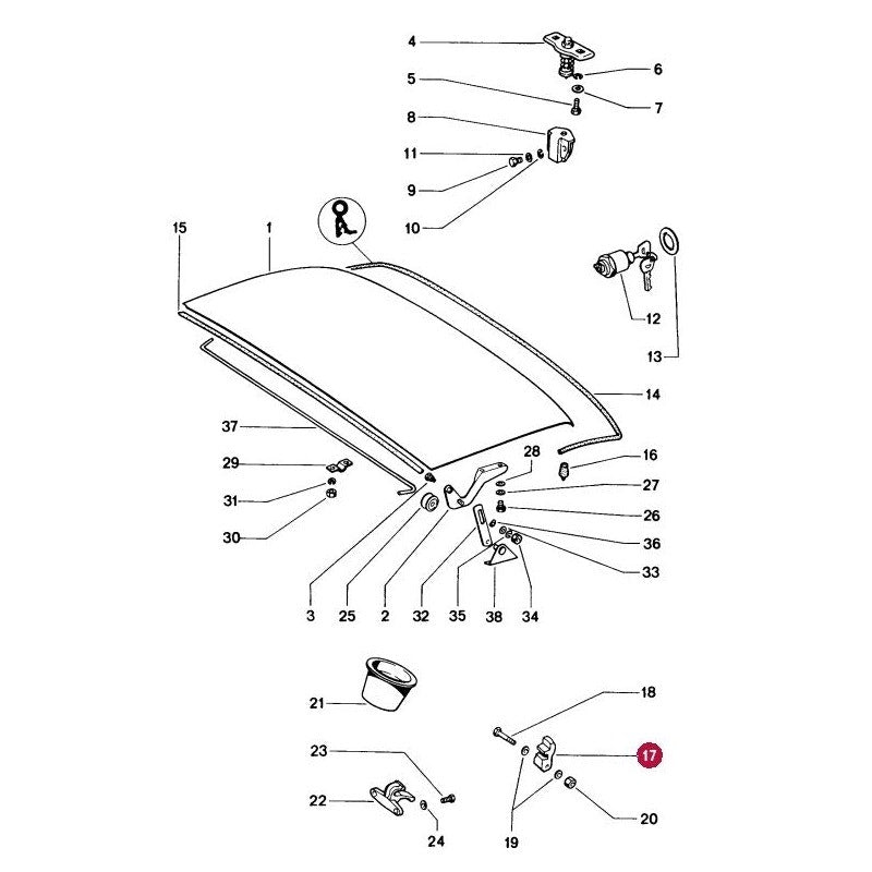 Porsche 914 Targa Top Support, Right, 91455901610 New