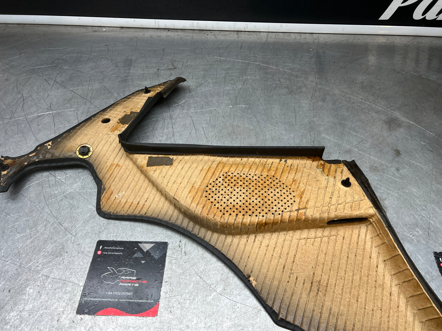 Porsche 944 black rear interior C Post trim card right side. Quarter panel trim used 944555022