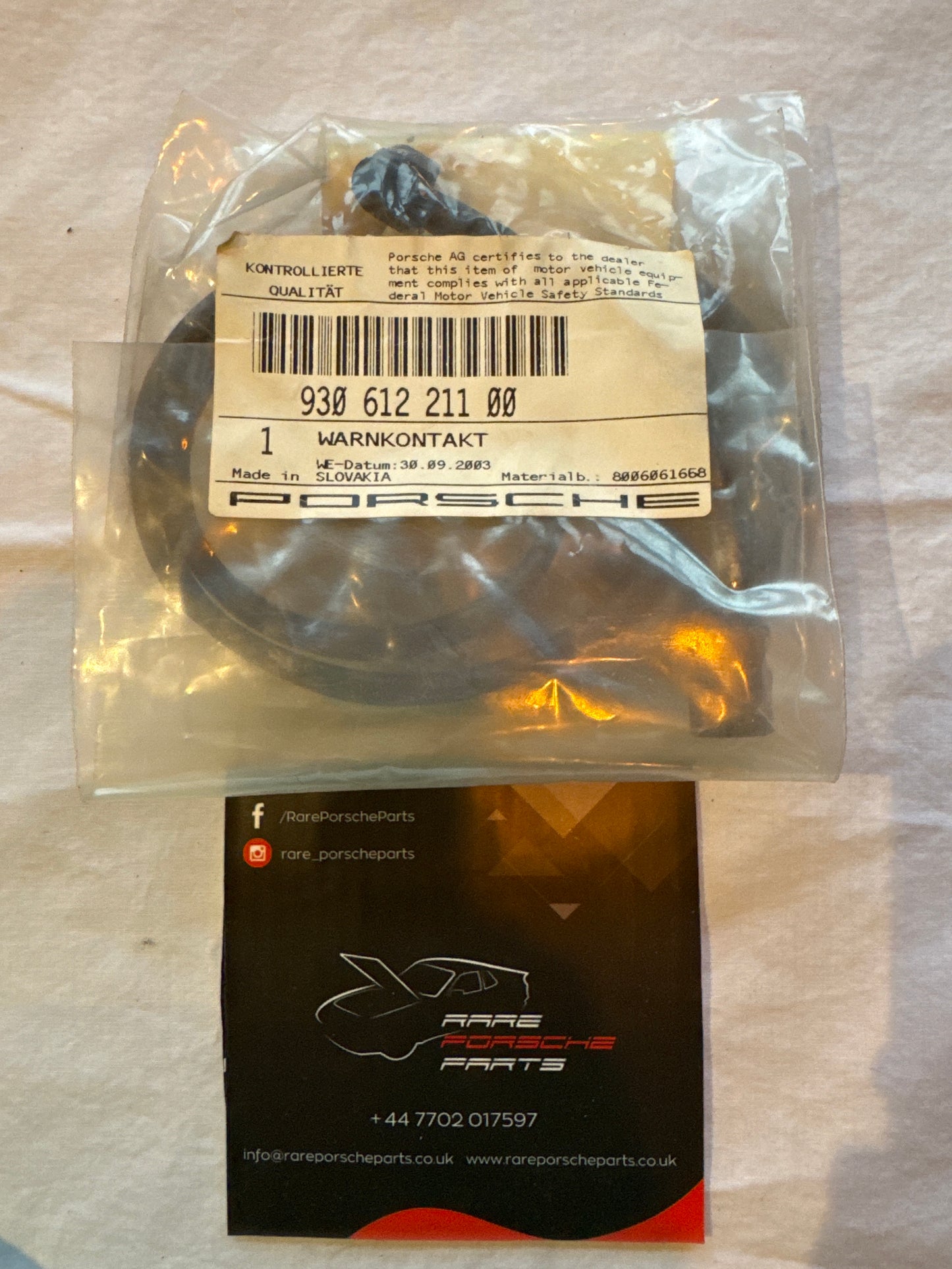 Porsche 930 Warning Contact 93061221100 NOS