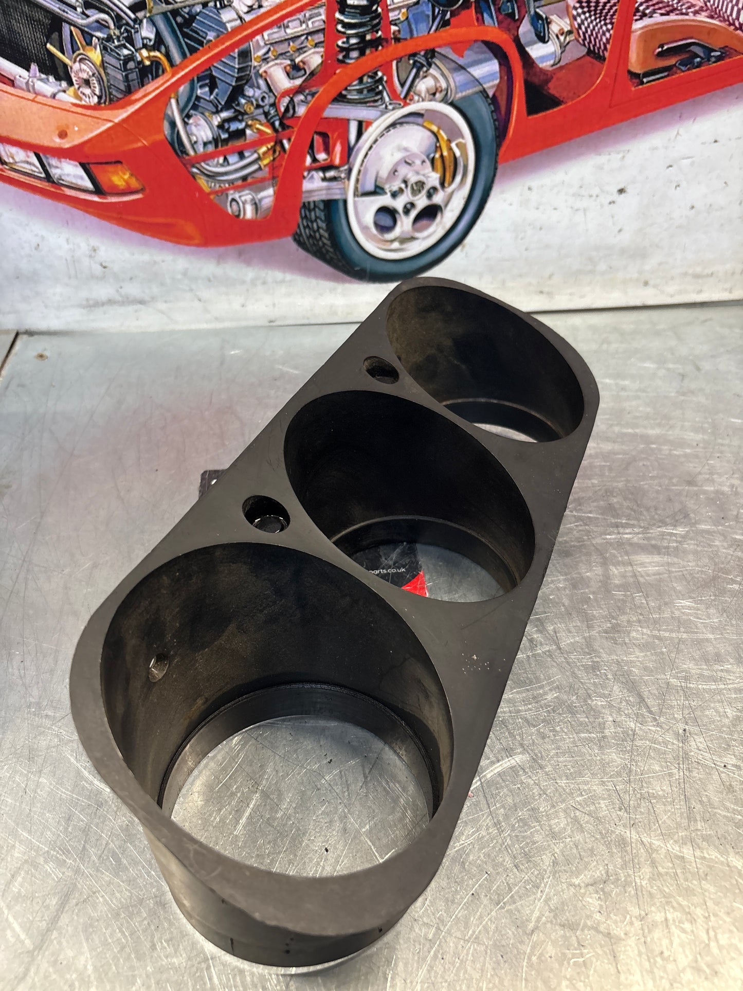 Porsche 924S dash binnacle dial panel speedo surround 477857283 black, without high beam hole, used