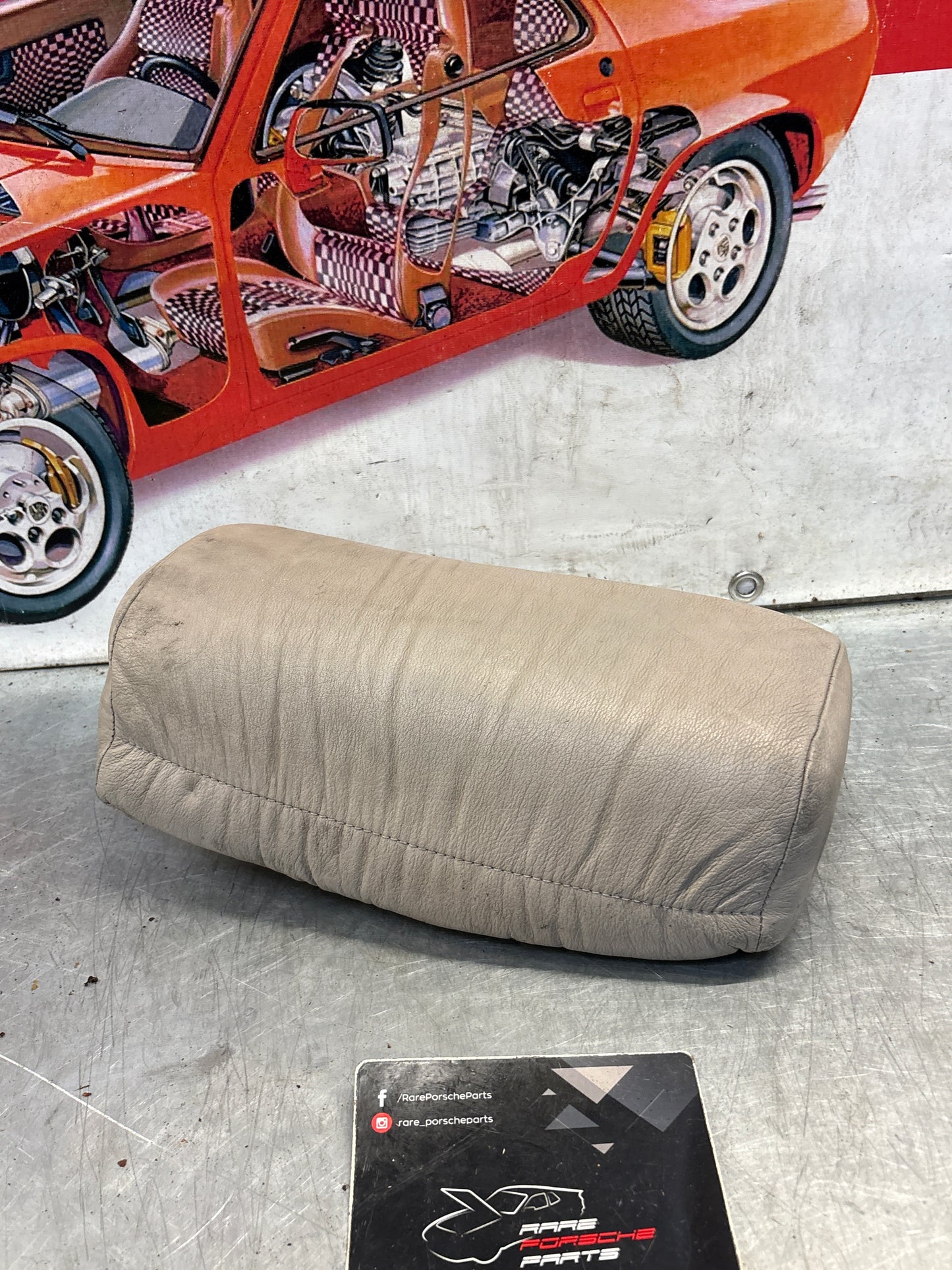 Porsche 928 rear left seat upper cushion, leather, grey, used 92852204550