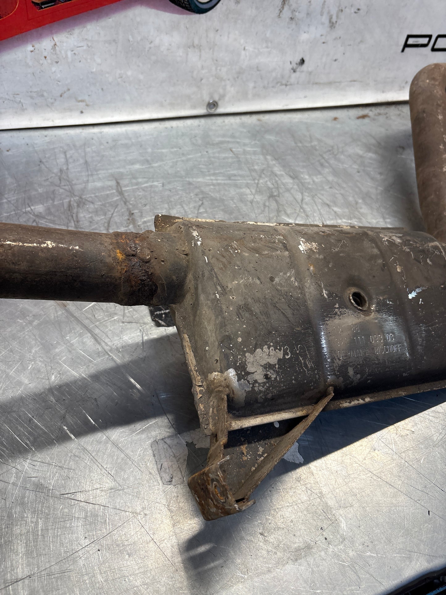Porsche 928 S4 left middle silencer, used 92811109303