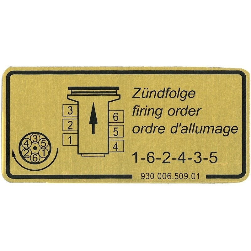 Porsche 911 Firing Order Sticker, 93000650901 New