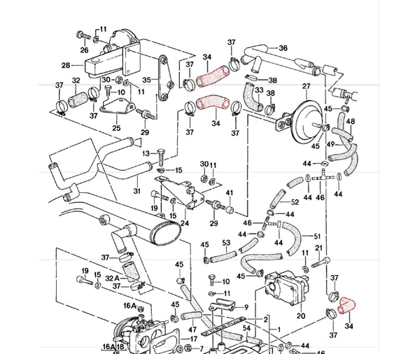 Porsche 924 Turbo 90 degree moulded engine hose (large bore) 931 110 1