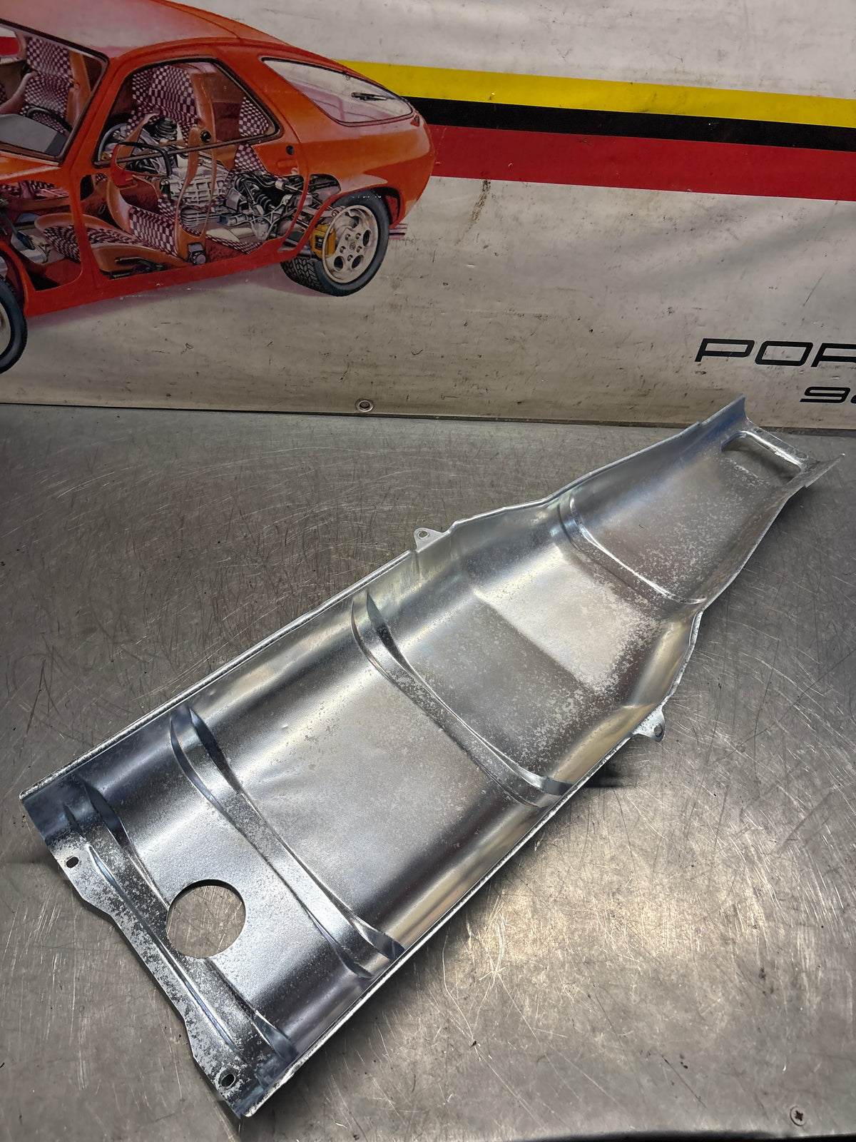 Porsche 928 heat protection plate, later type 92850449101, refurbished