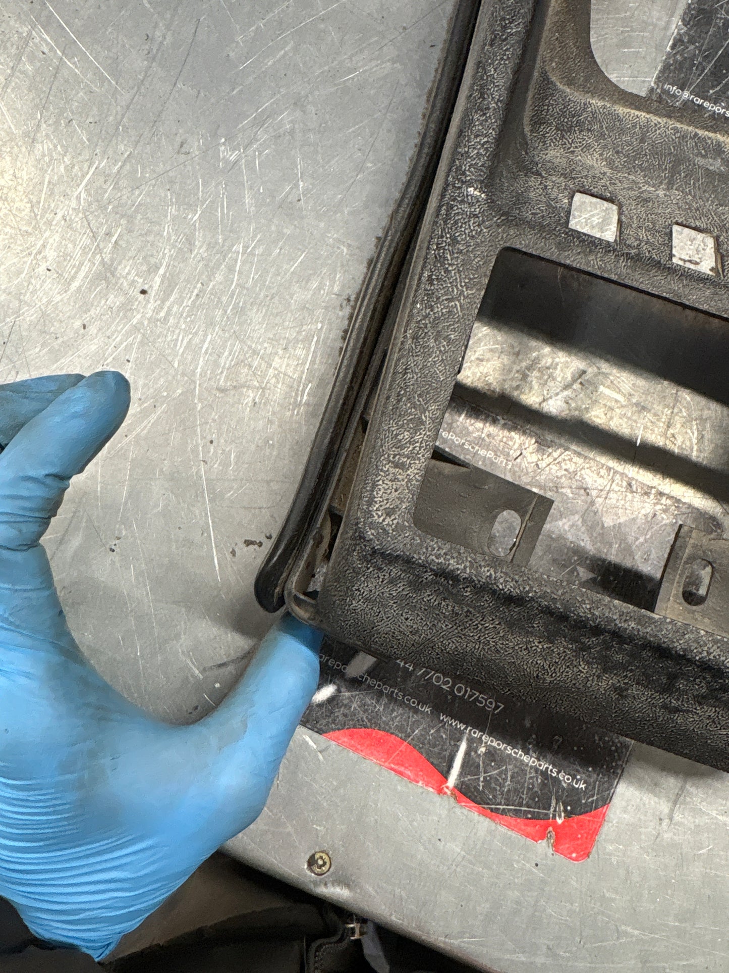 Porsche 924 centre console black, no switch holes 477857951 / 477857969 used