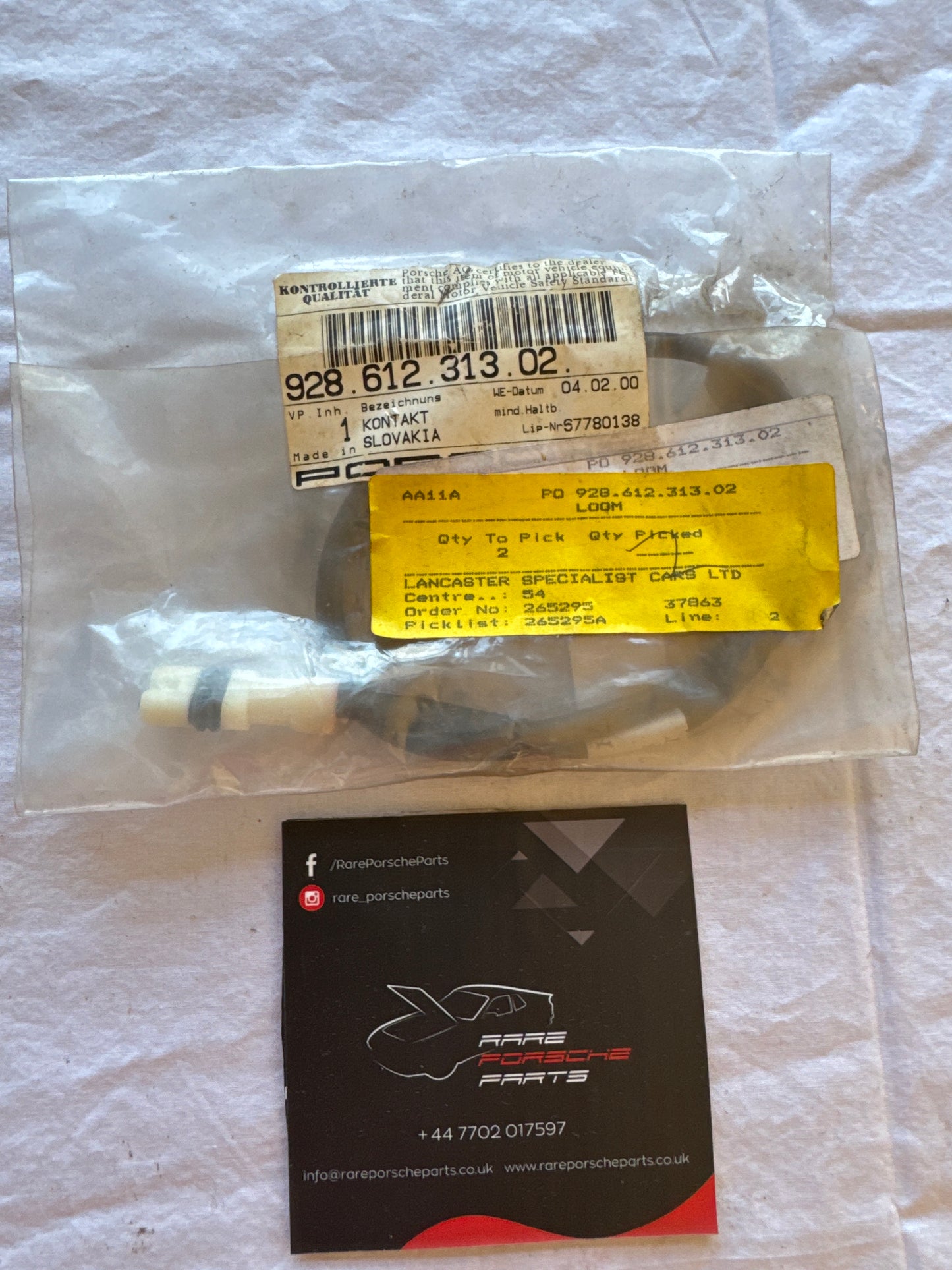 warning contact for Porsche 928 4.7 5.0 S S4 92861231302 NOS