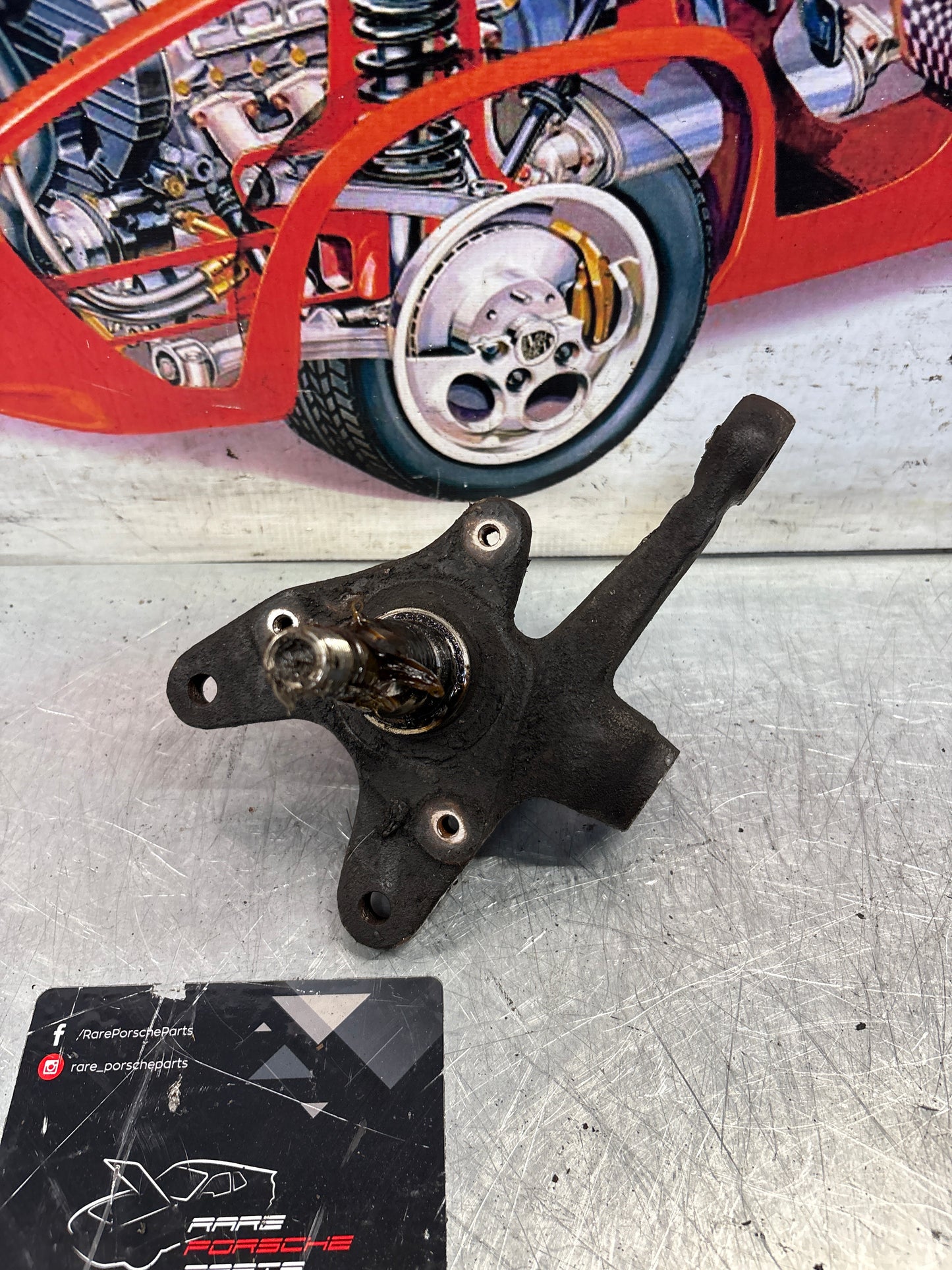 Porsche 924 76-78 Front right Spindle, knuckle, 477407312G, used