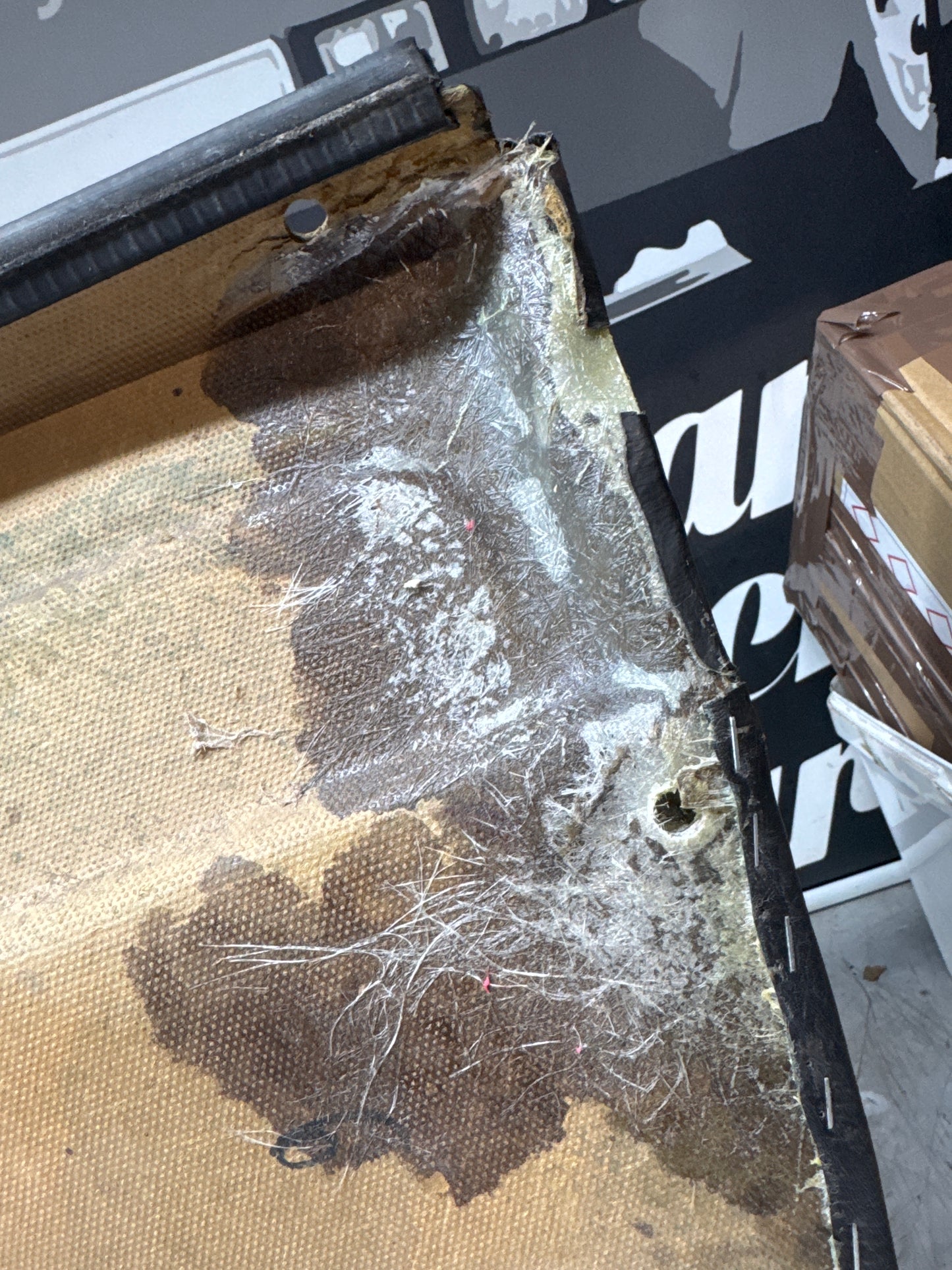 Porsche 924 Black LHD Left door card. Manual window (non electric). Fibreglass repaired. 477867012