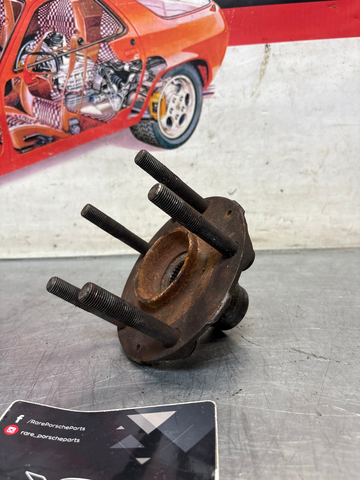 Porsche 928 rear wheel hub, 92833106507, used with long stud bolt