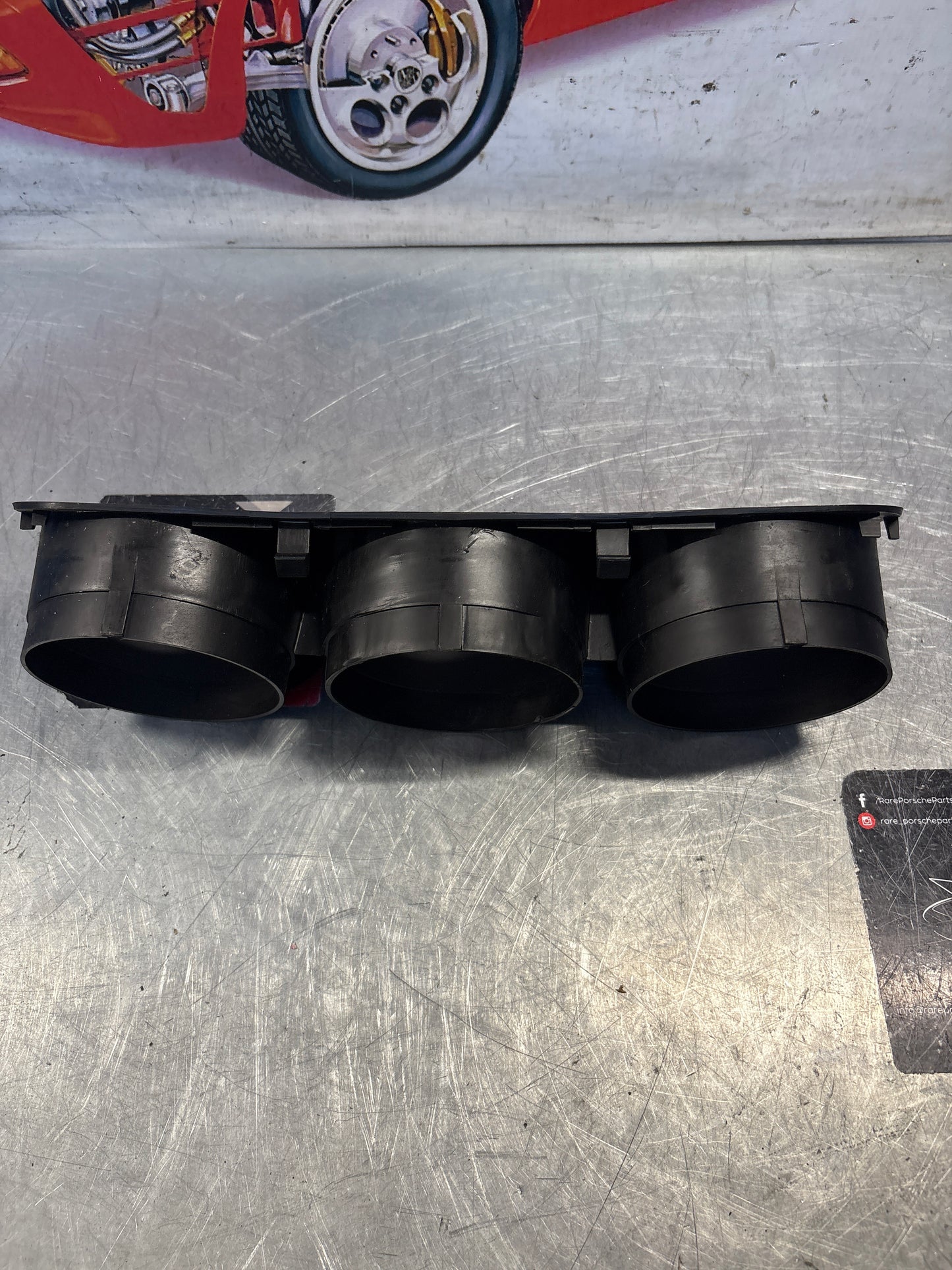 Porsche 944 dash binnacle dial panel speedo surround with high beam hole 477857283 silver, used