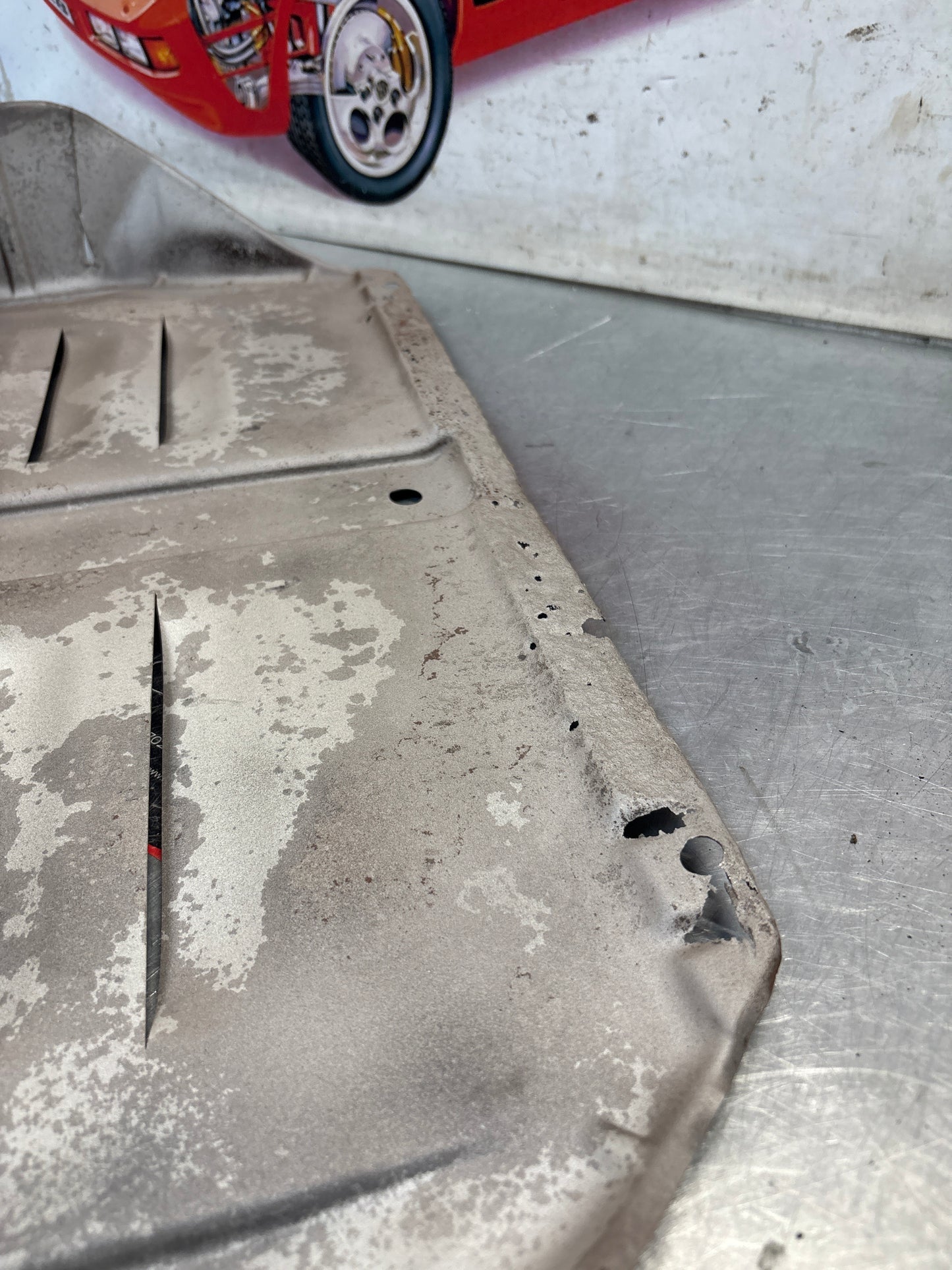 Porsche 924 early steel engine tray / belly pan / undertray used 477407583C refurbished