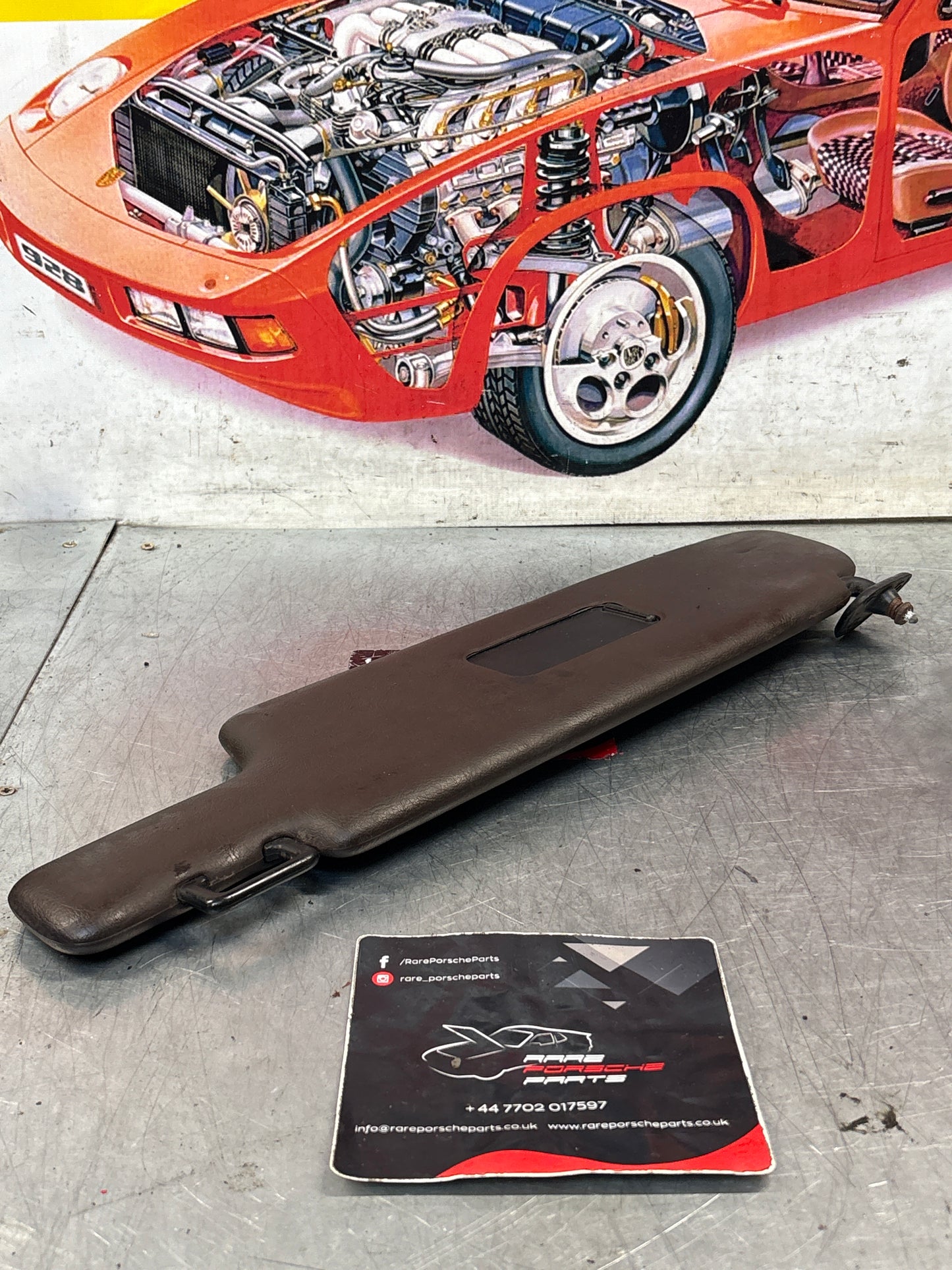 Porsche 928 burgundy sun visor, used left 92873123702