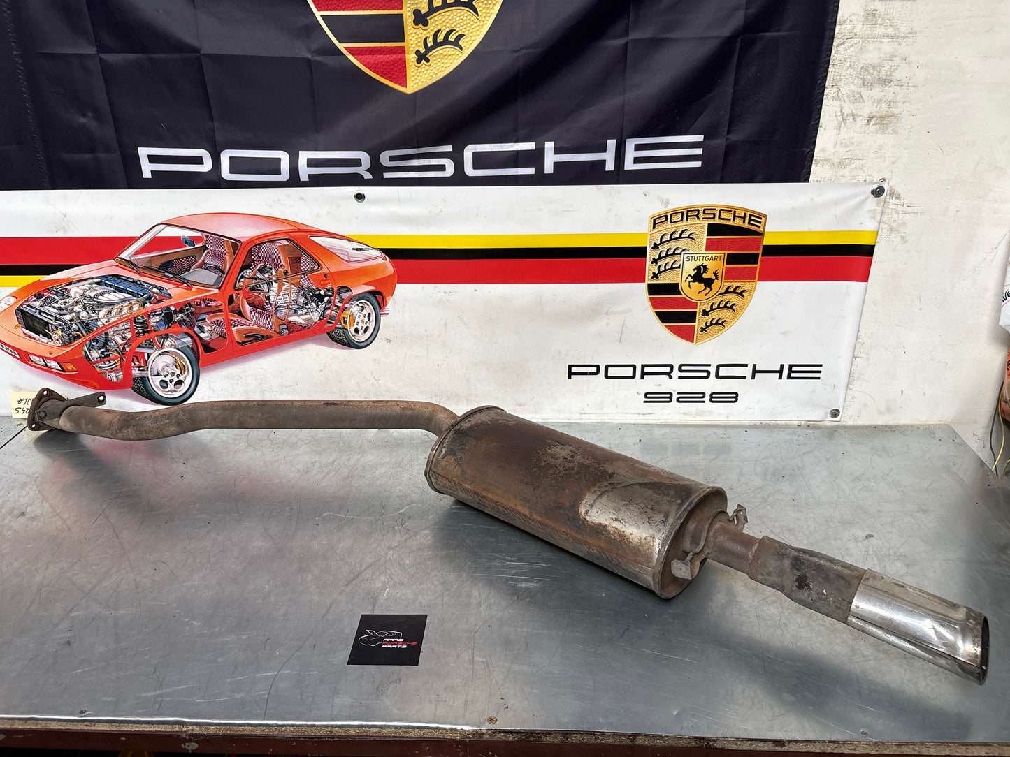 Porsche 924S / 944 2.5 N/A Bischoff exhaust system rear muffler, used 94411108301